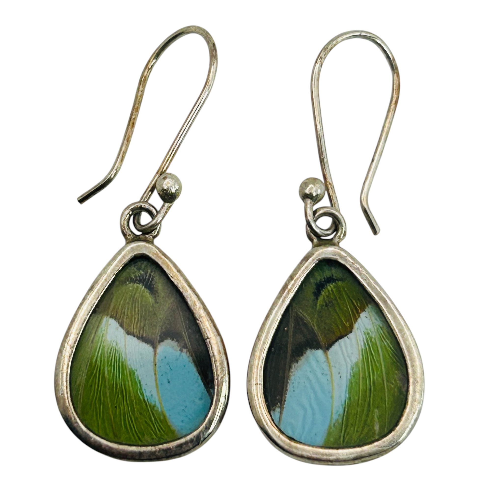 Signed 950 Silver Butterfly Wing Earrings