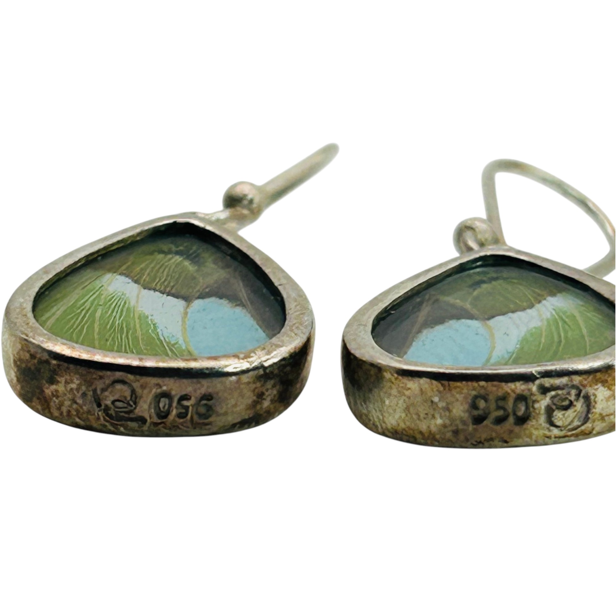 Signed 950 Silver Butterfly Wing Earrings