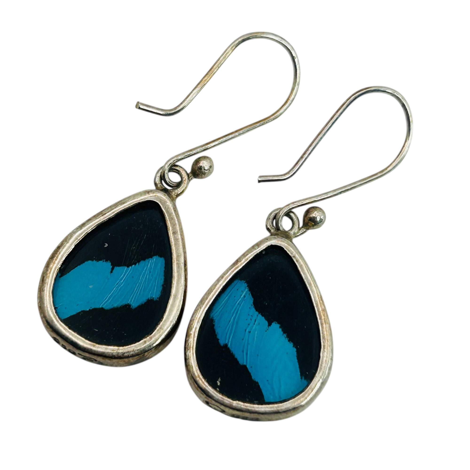 Signed 950 Silver Butterfly Wing Earrings