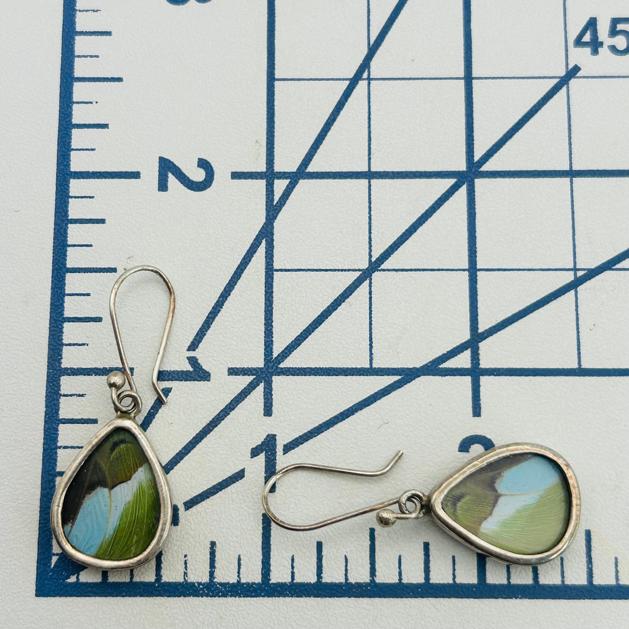 Signed 950 Silver Butterfly Wing Earrings