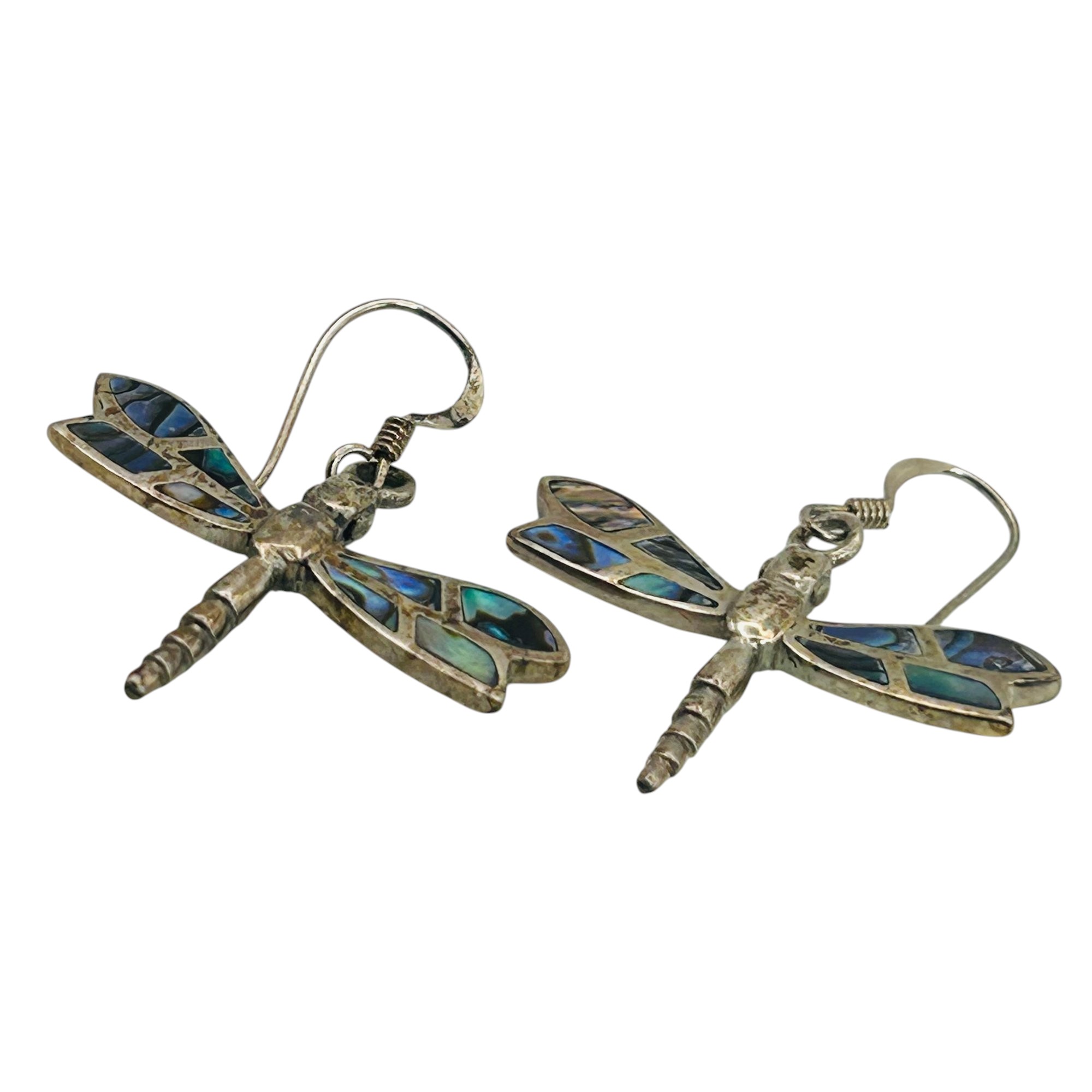Sterling Abalone Dragonfly Earrings