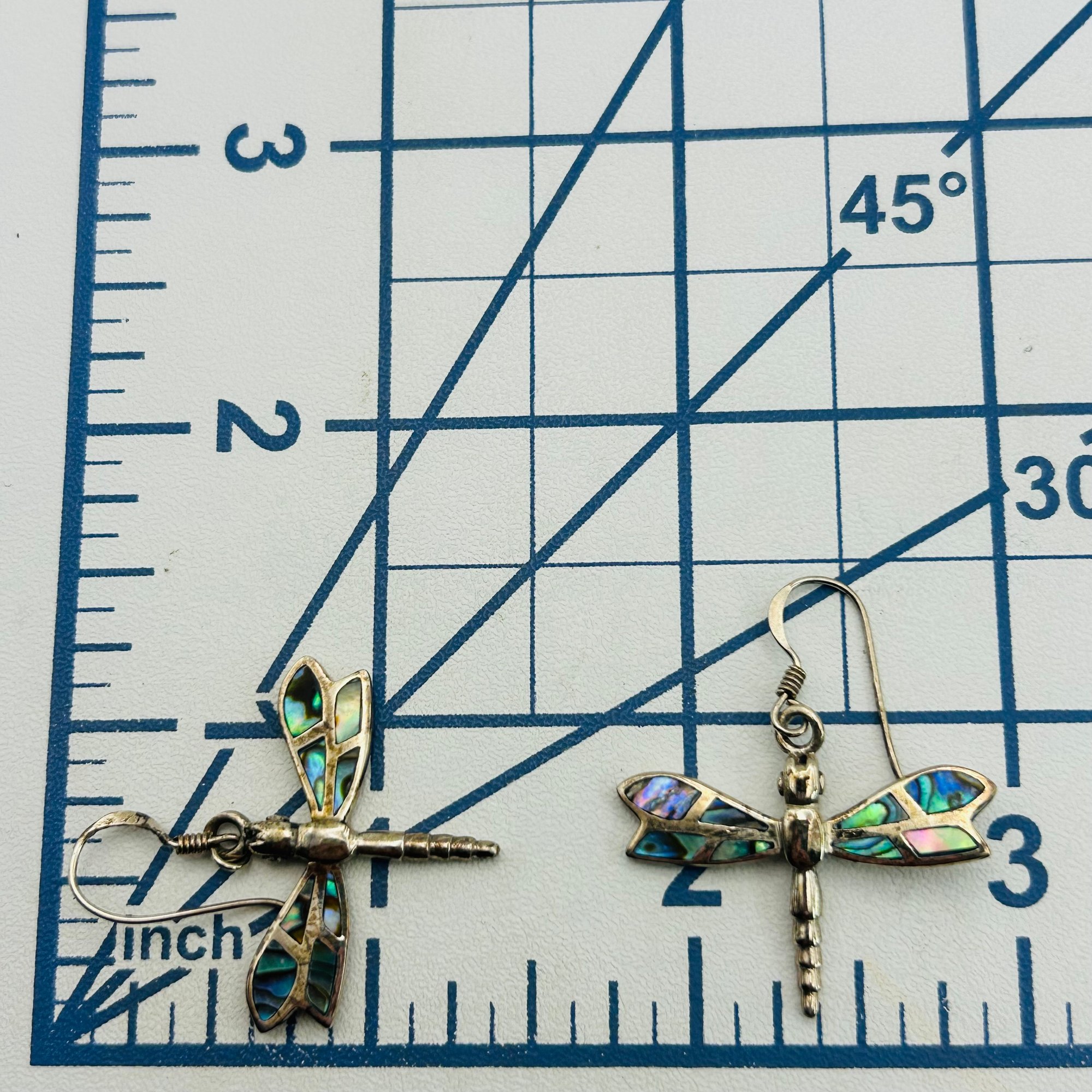 Sterling Abalone Dragonfly Earrings