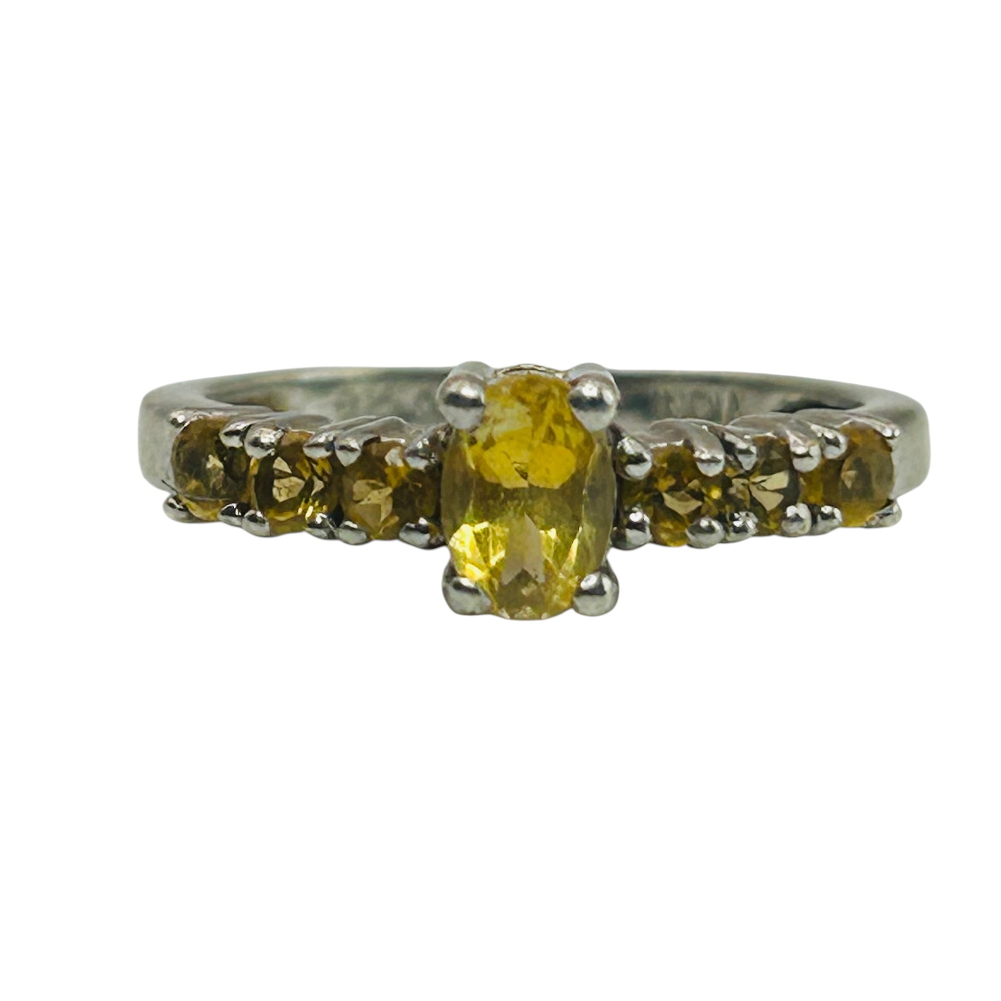 Sterling Citrine Chanel Ring Sz 7