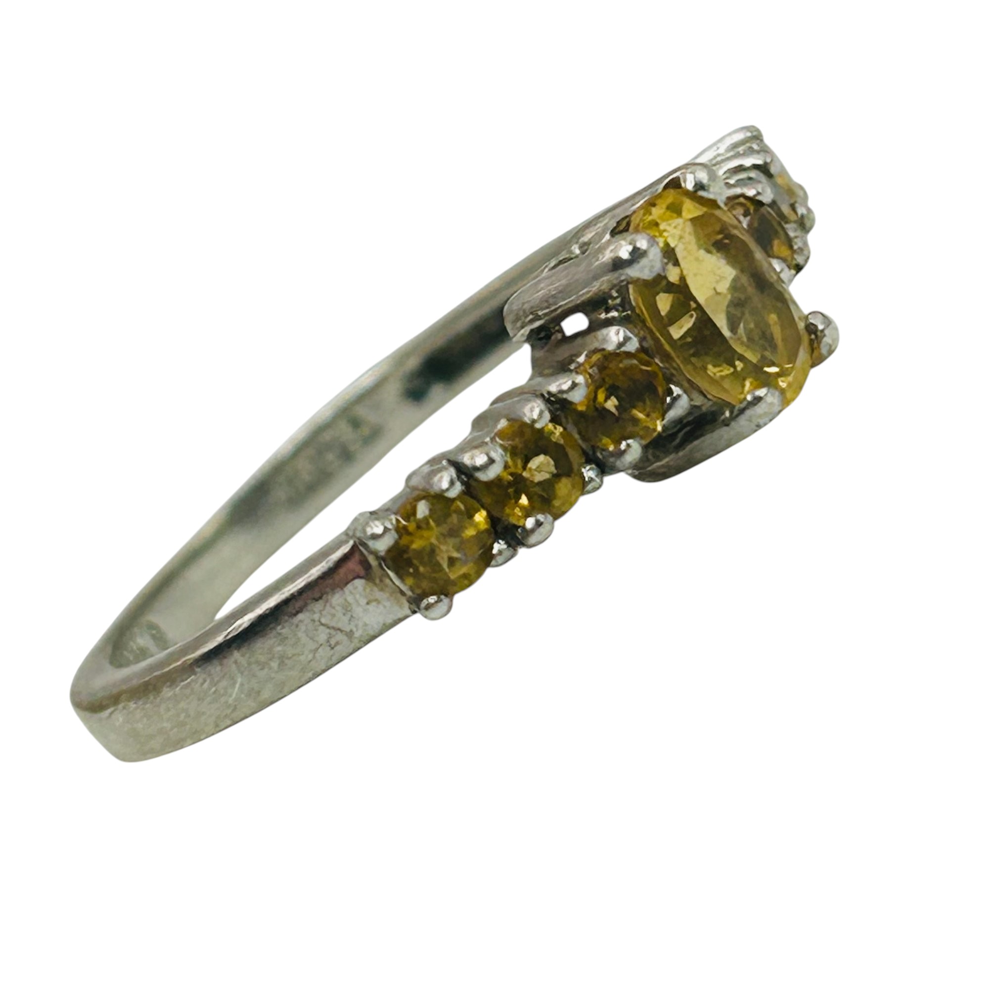 Sterling Citrine Chanel Ring Sz 7