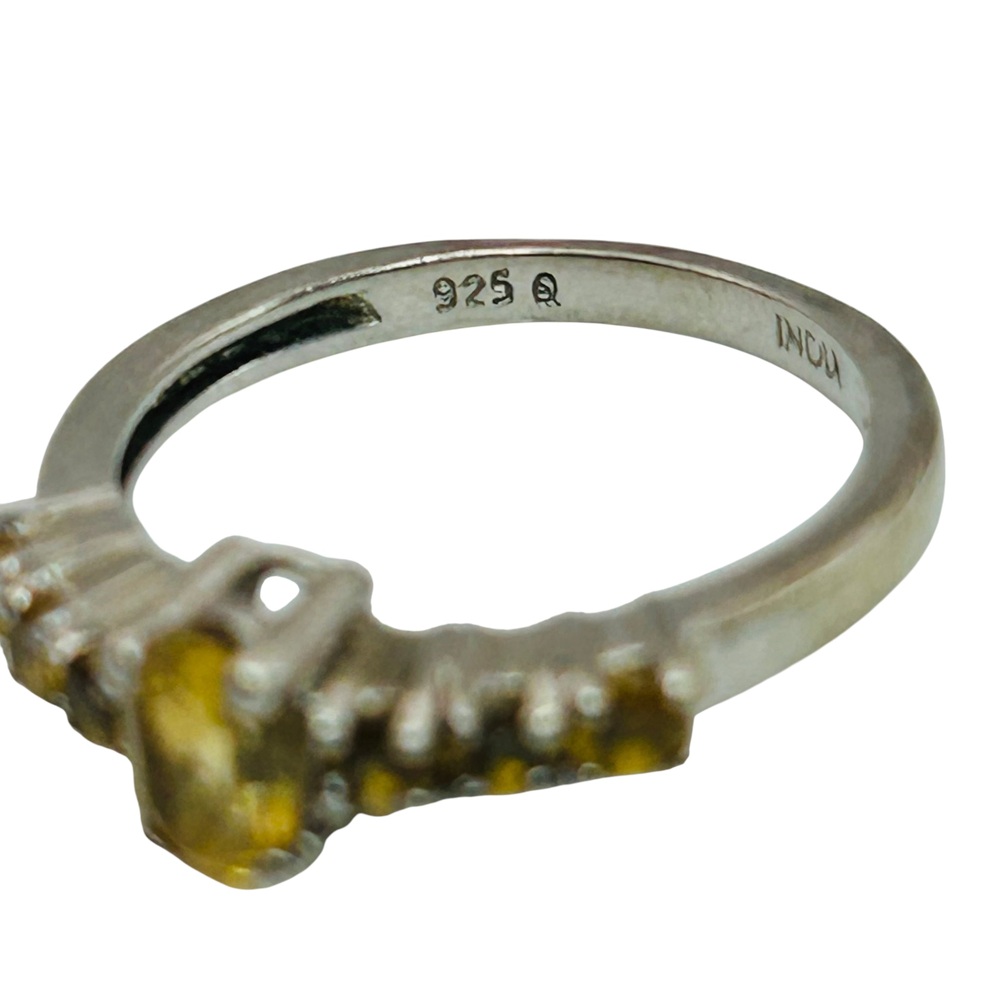 Sterling Citrine Chanel Ring Sz 7