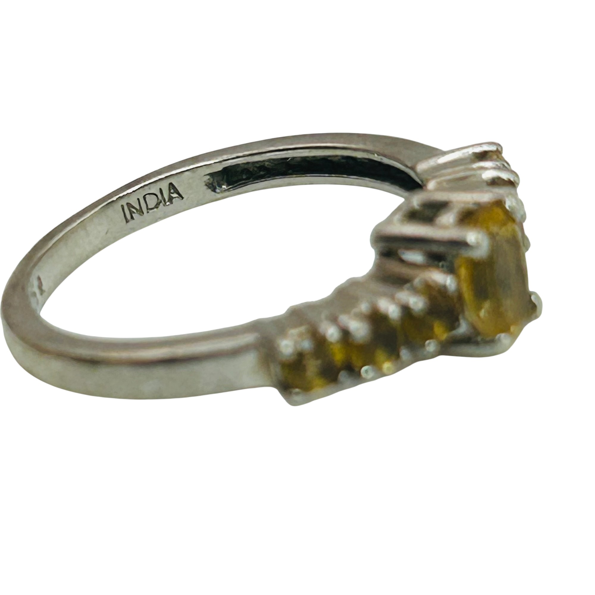 Sterling Citrine Chanel Ring Sz 7