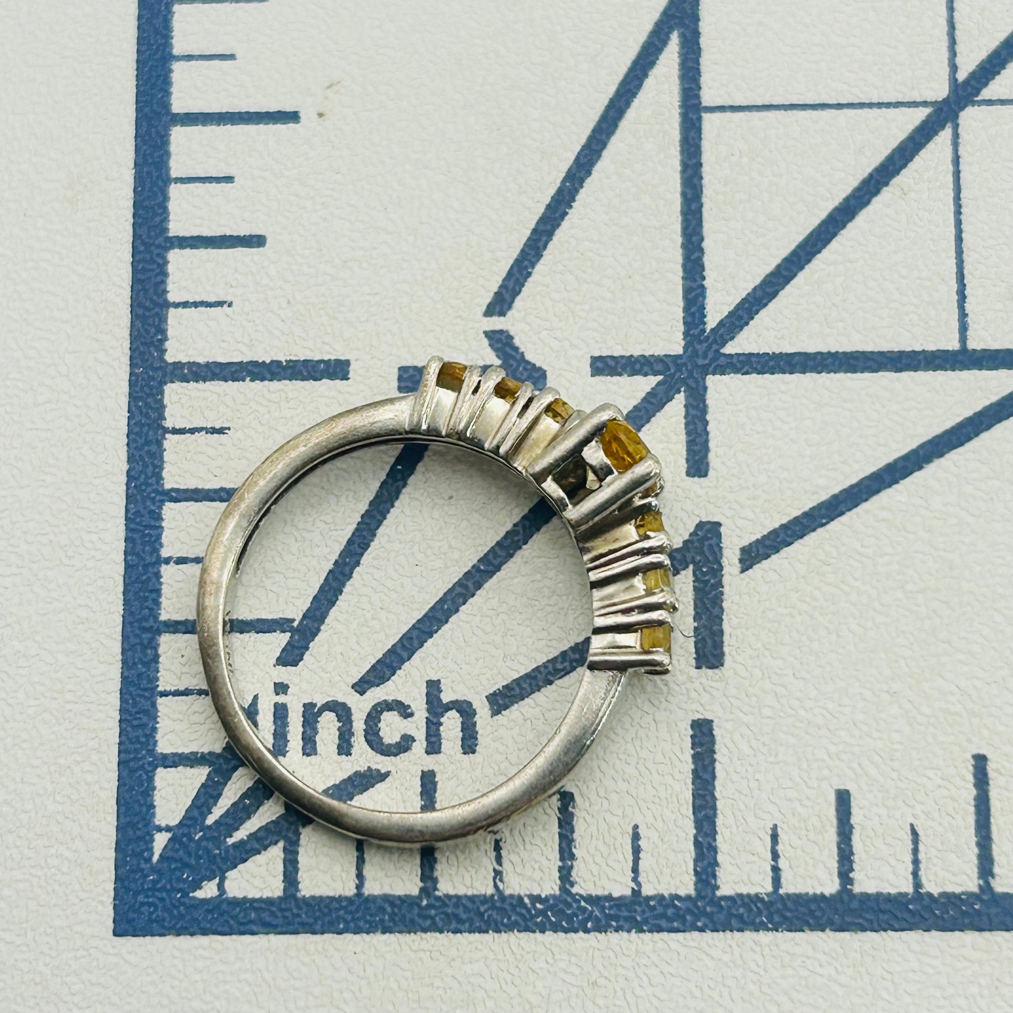 Sterling Citrine Chanel Ring Sz 7