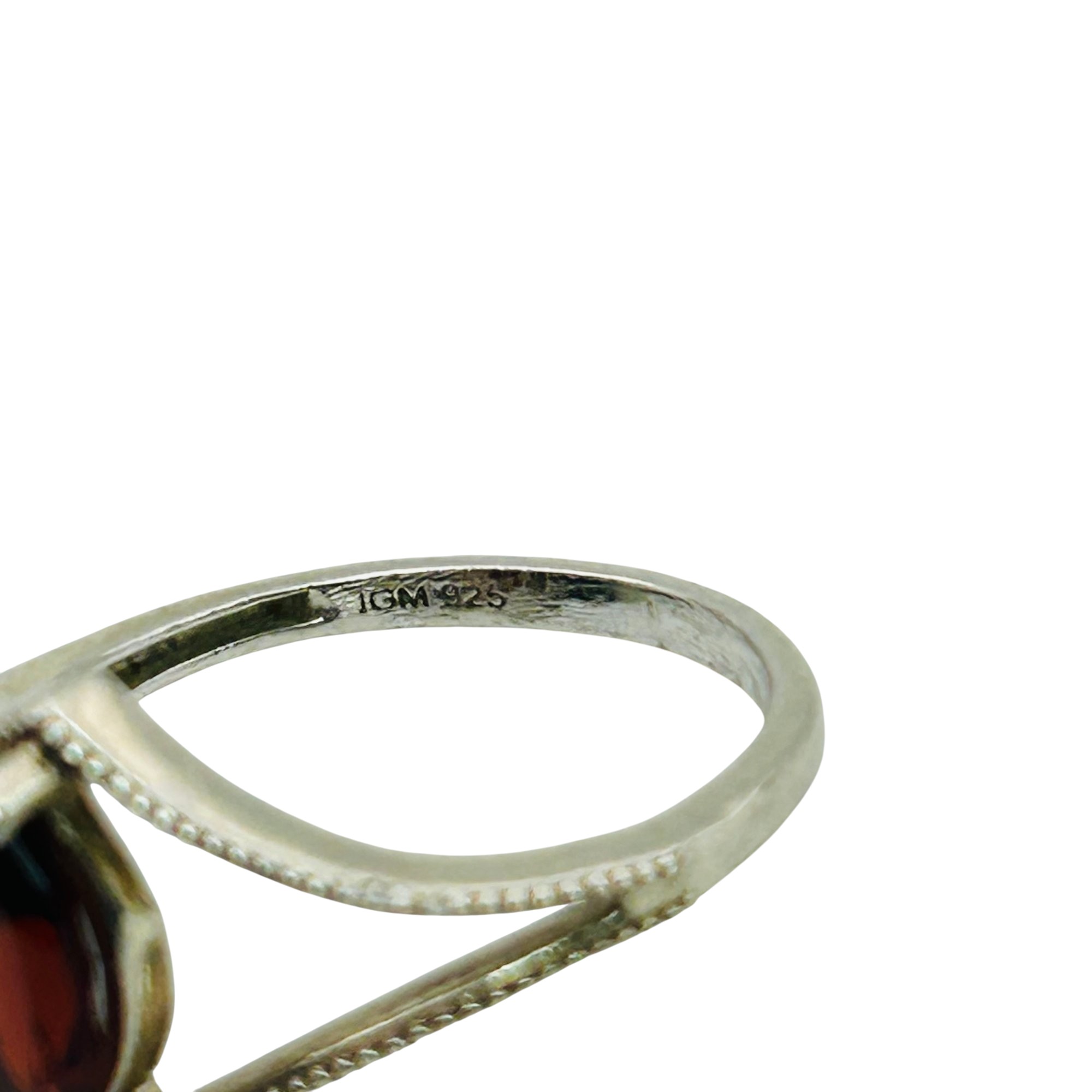 Signed Sterling Garnet Marquise Cut Ring Sz 8.5