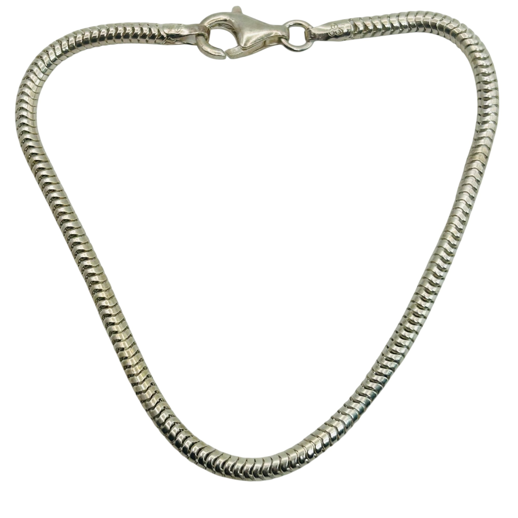 Signed Sterling Round Snake Chain Bracelet