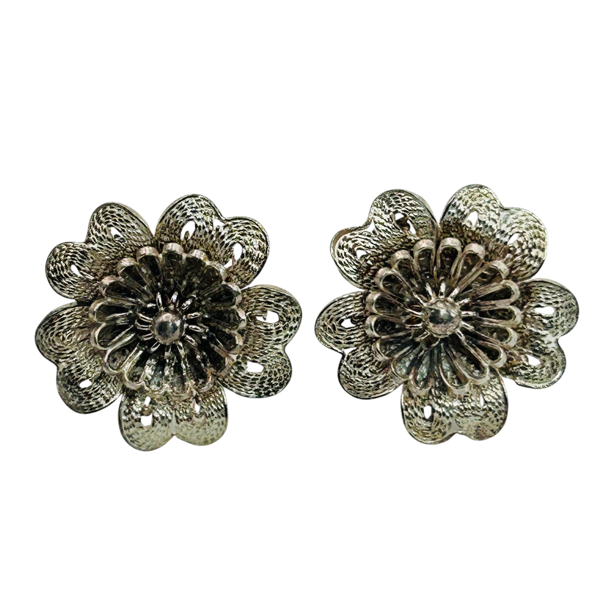 Sterling Filigree Flower Earrings