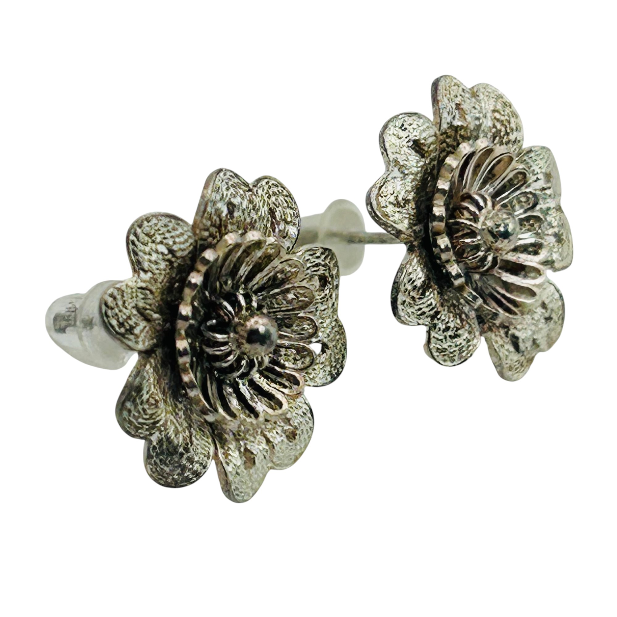 Sterling Filigree Flower Earrings