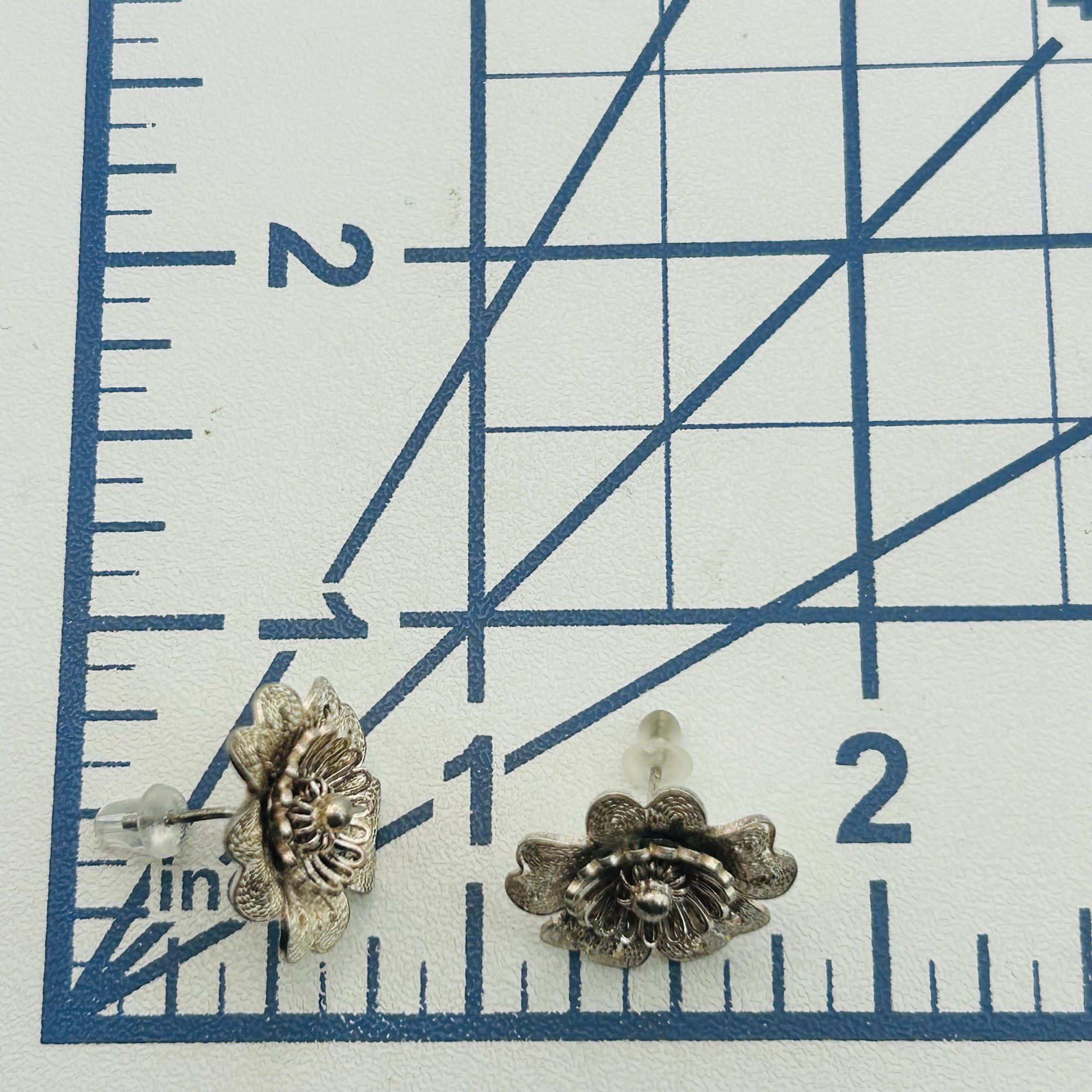 Sterling Filigree Flower Earrings