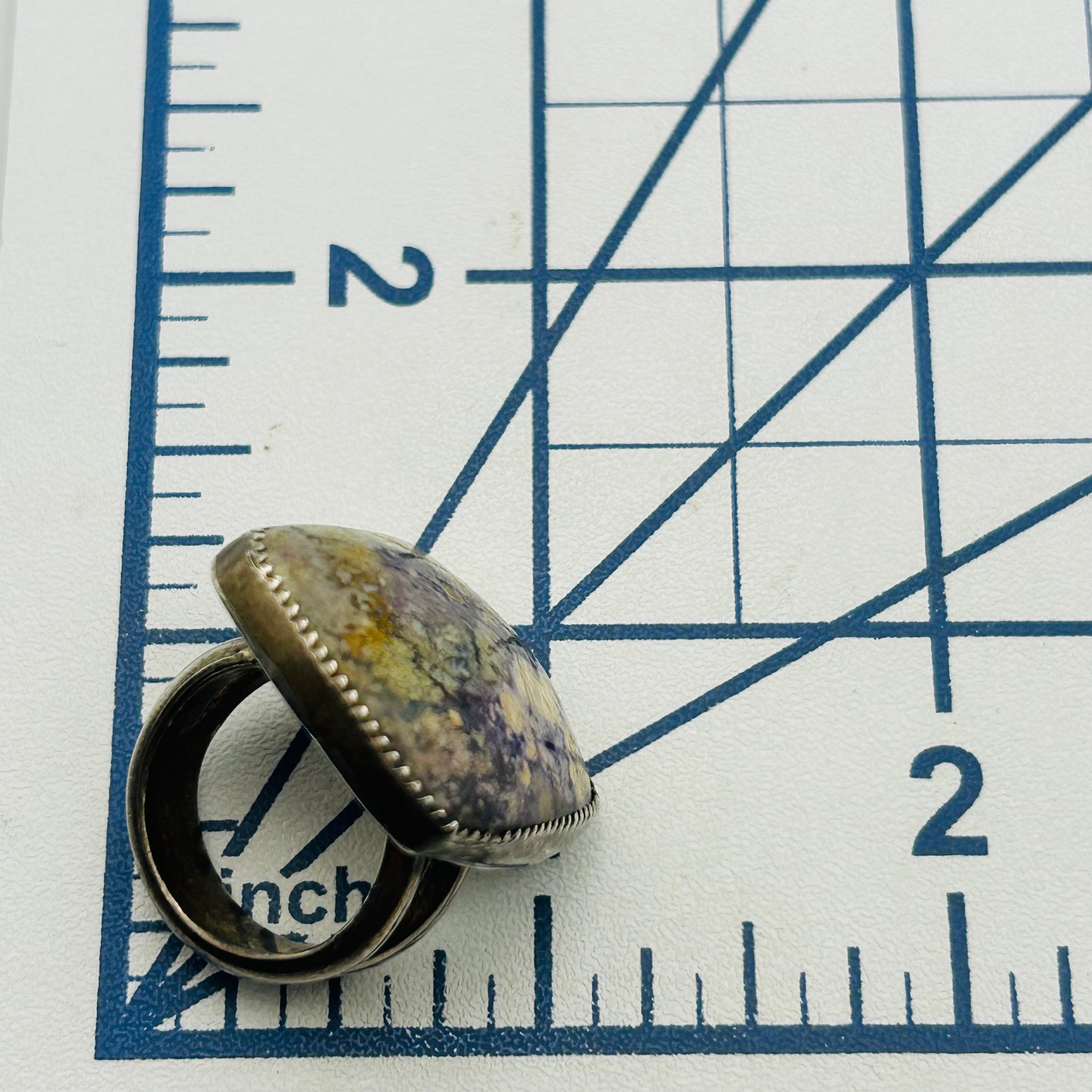 Sterling Tiffany Stone Ring Sz 6