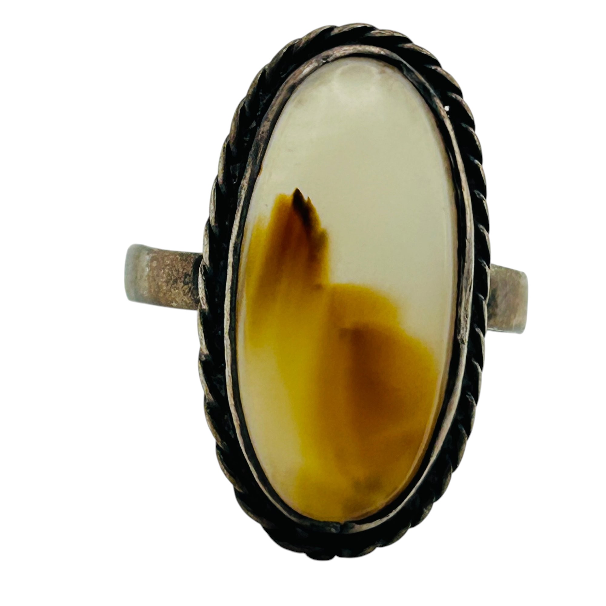 Sterling Agate Ring Sz 8