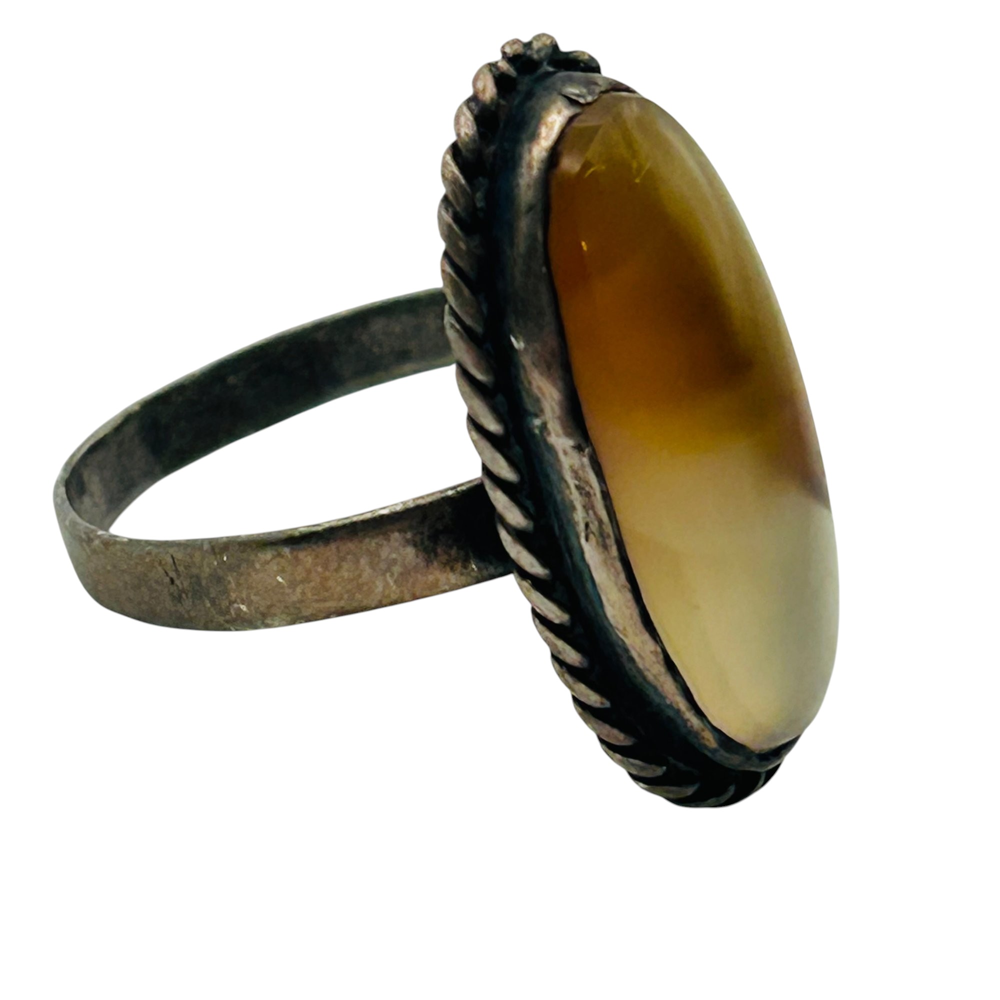 Sterling Agate Ring Sz 8