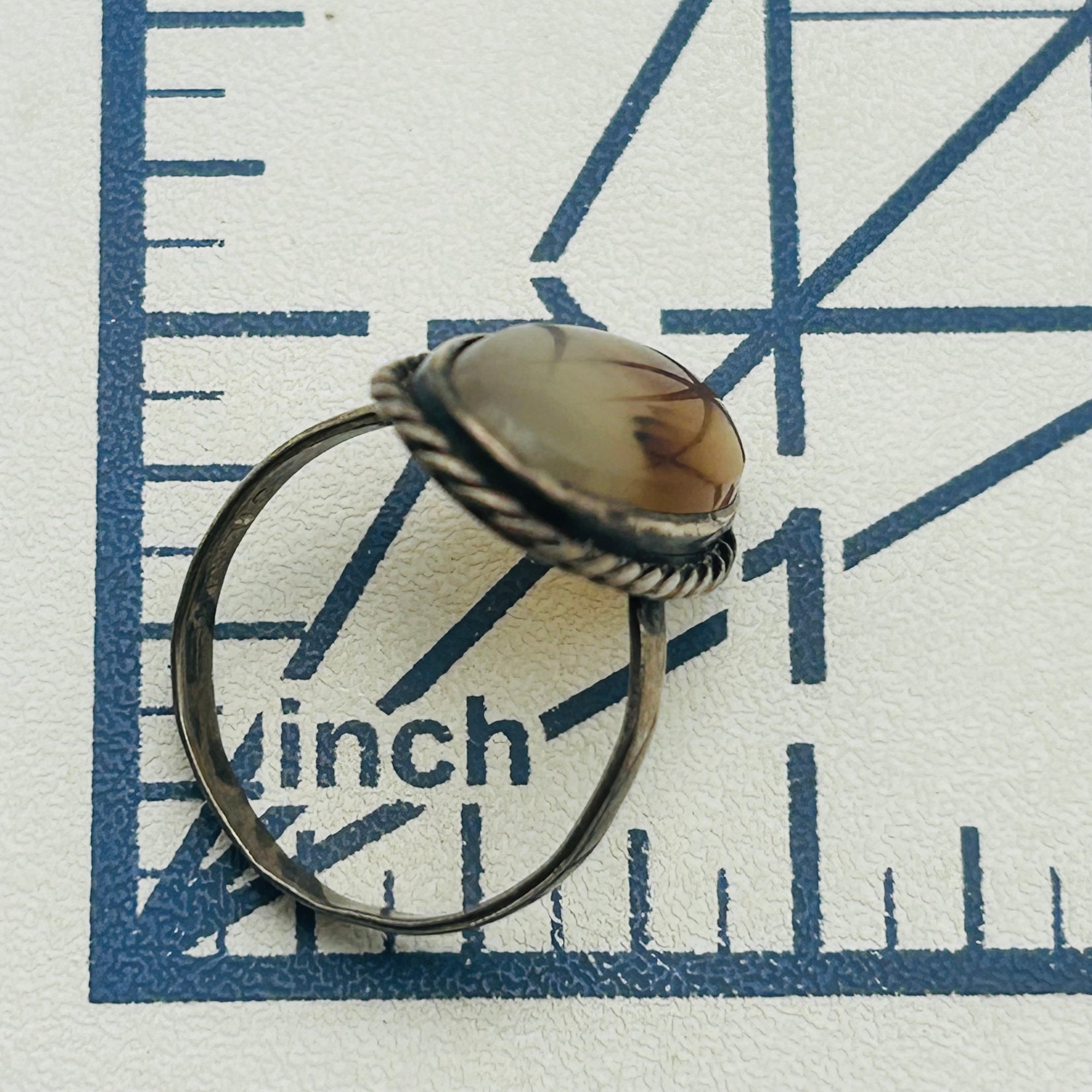 Sterling Agate Ring Sz 8