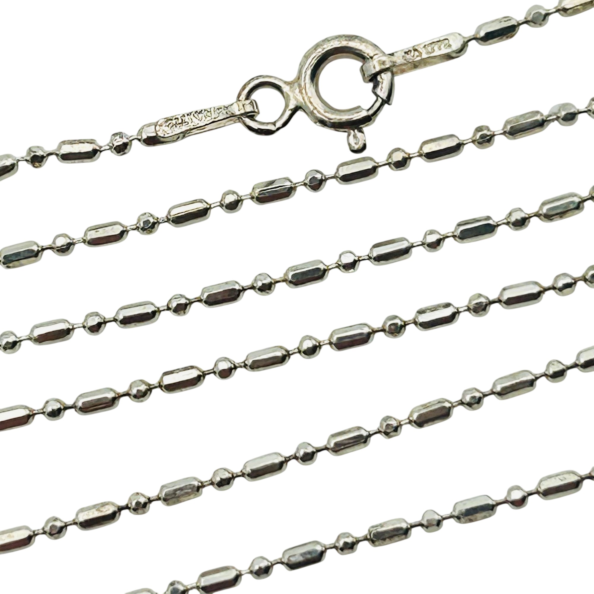 Signed Italy Sterling Bead Chain Necklace
