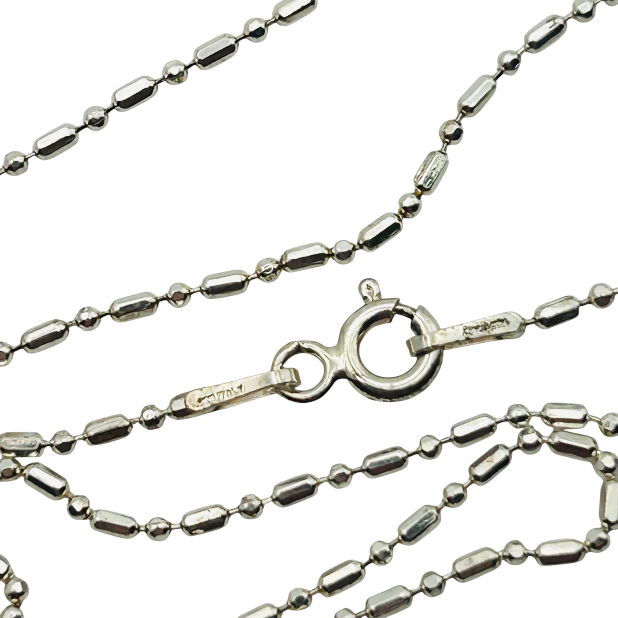 Signed Italy Sterling Bead Chain Necklace