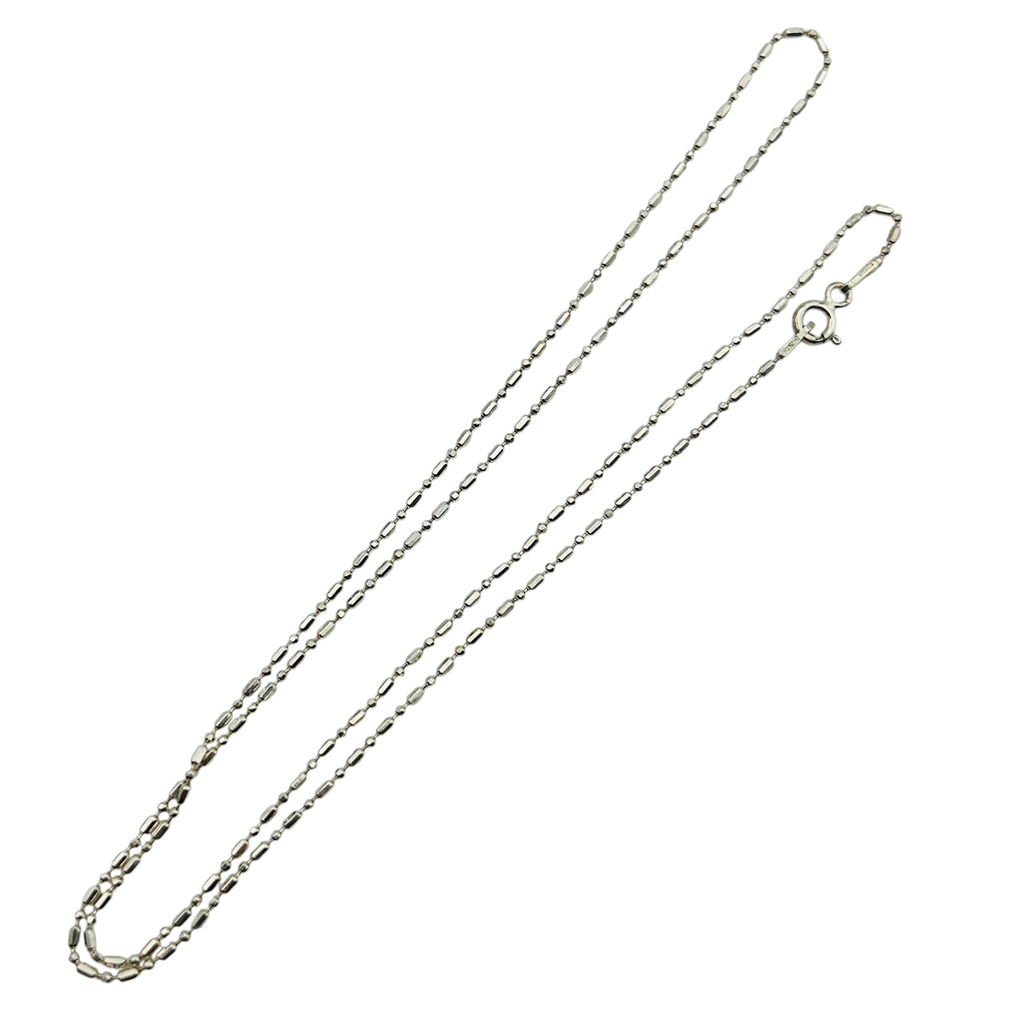Signed Italy Sterling Bead Chain Necklace