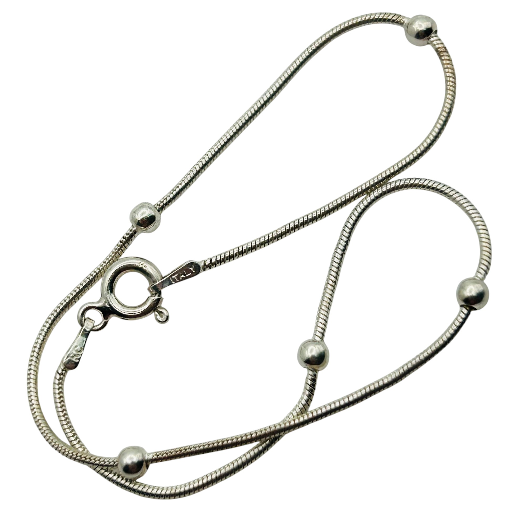 Signed Italy Sterling Round Snake Chain Bracelet