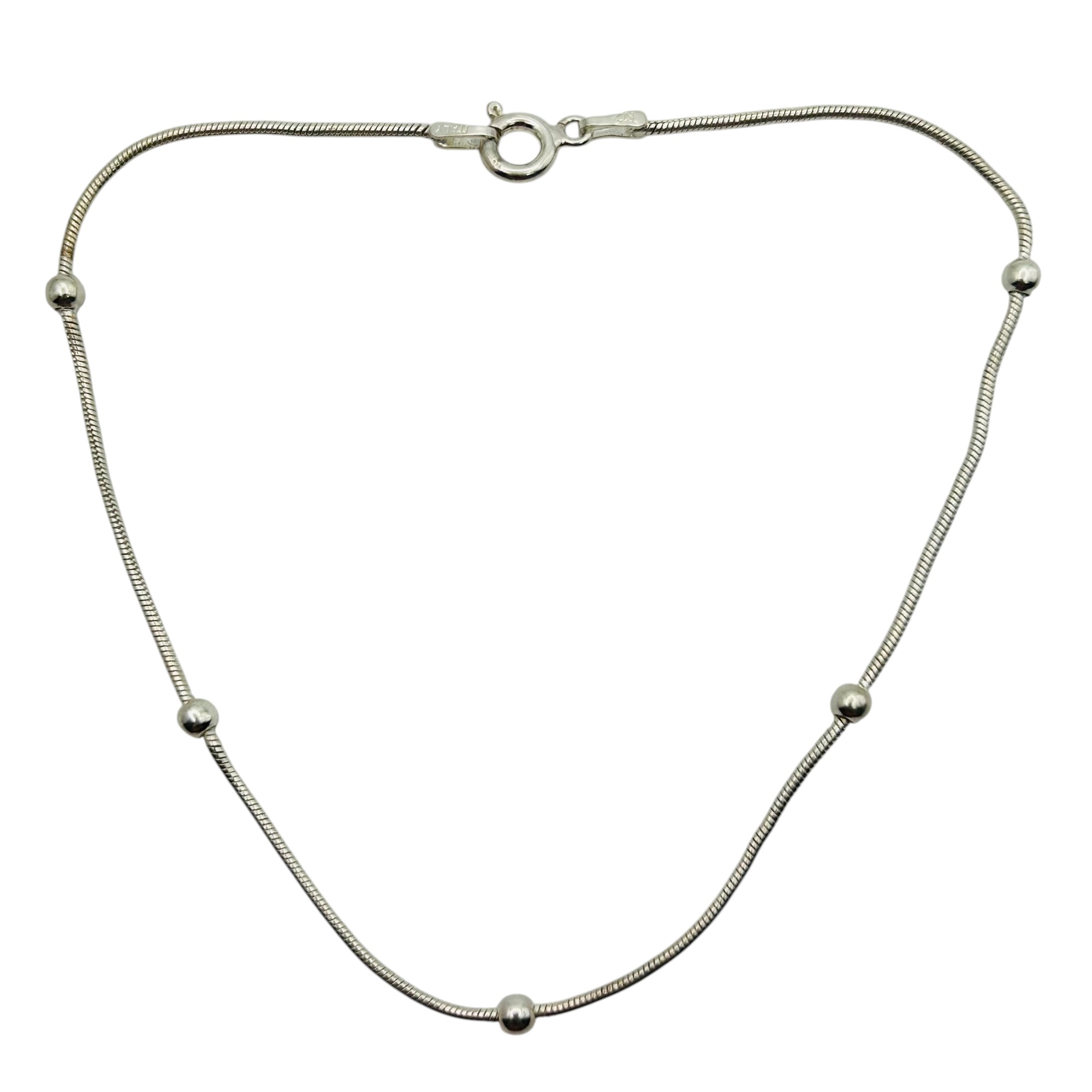 Signed Italy Sterling Round Snake Chain Bracelet