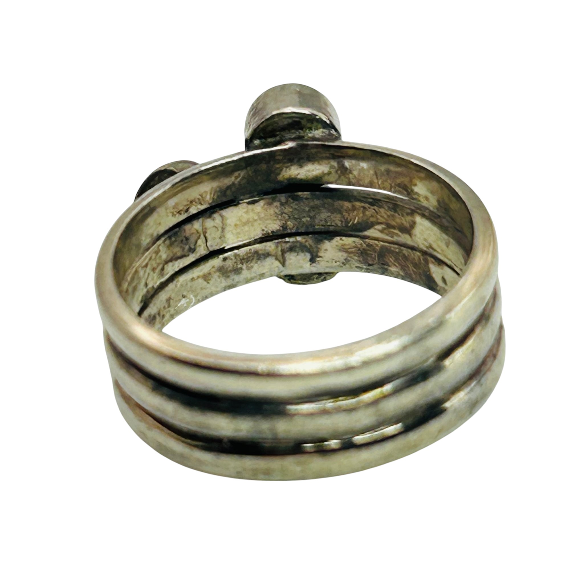 Sterling Emerald Multi Band Ring Sz 6