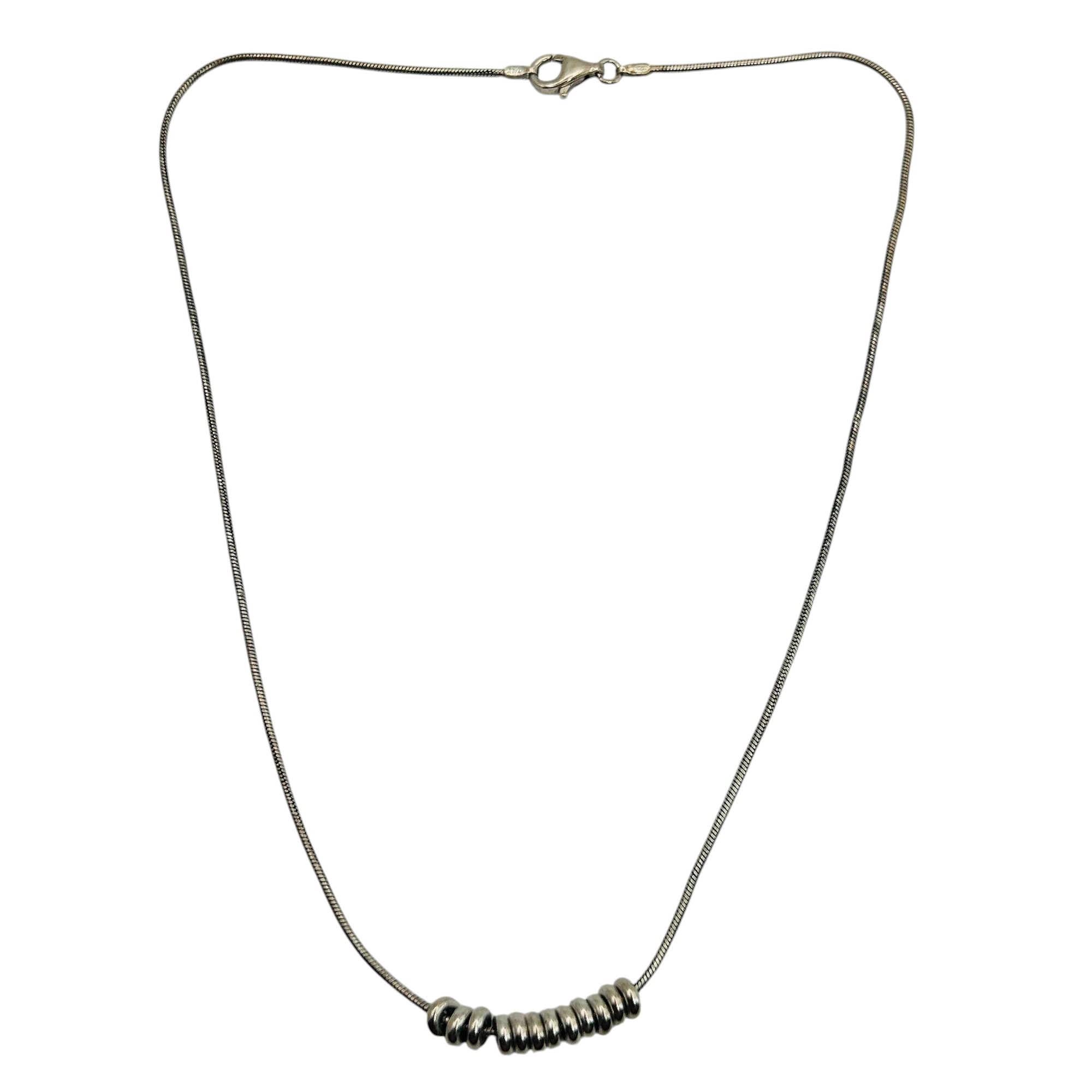 Italy Sterling Round Snake Beaded Chain Necklace