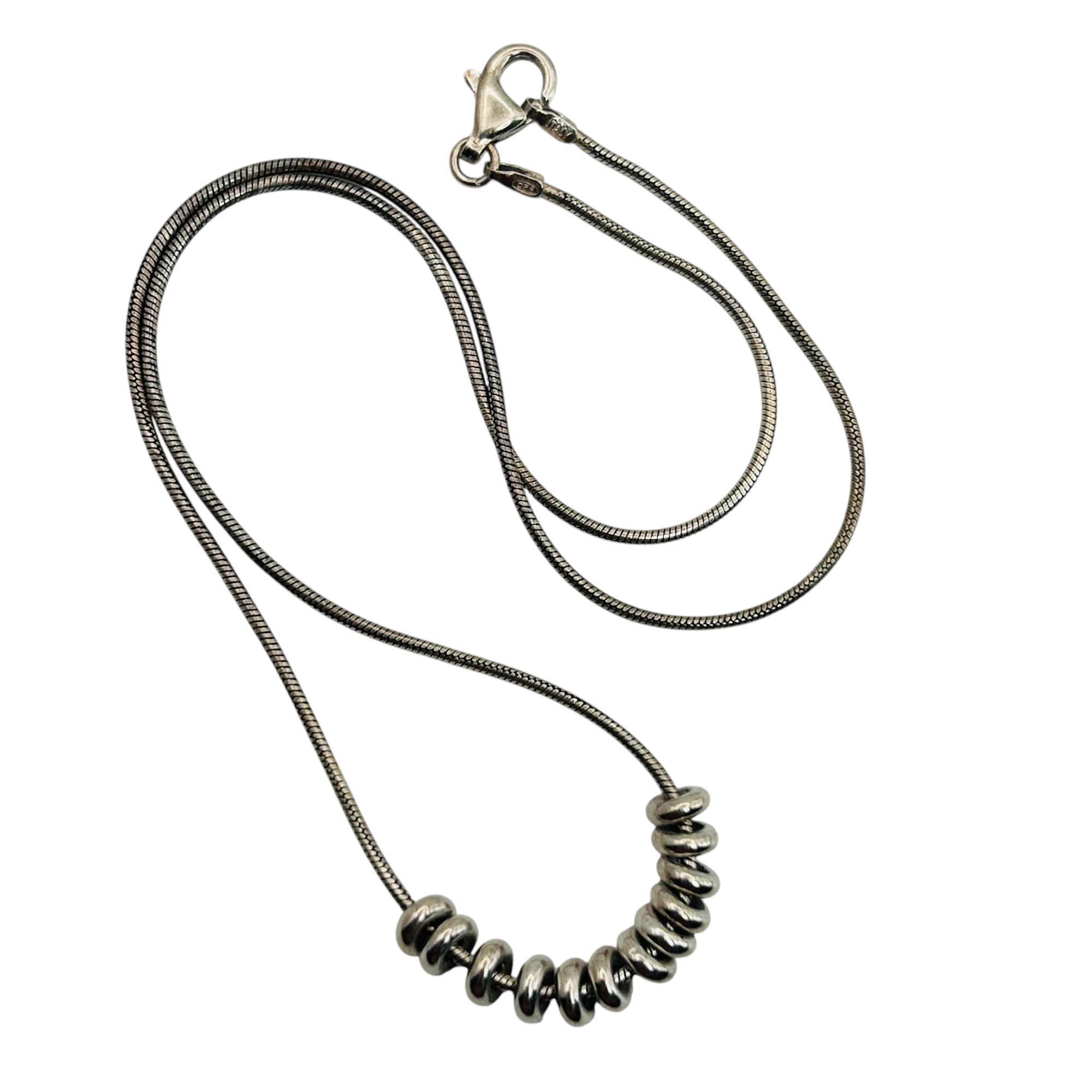 Italy Sterling Round Snake Beaded Chain Necklace