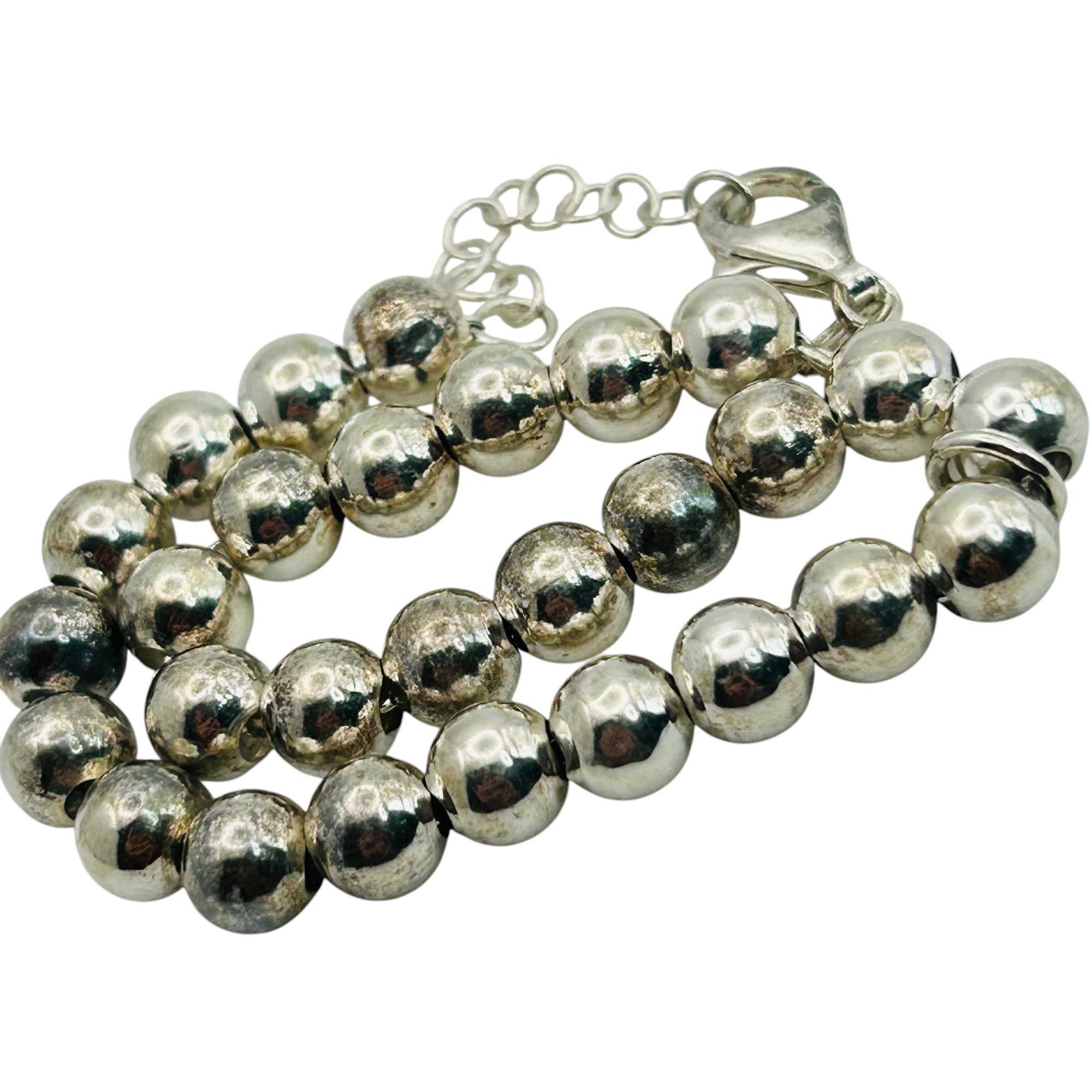 Signed Italy Sterling Cable Chain Bead Bracelet