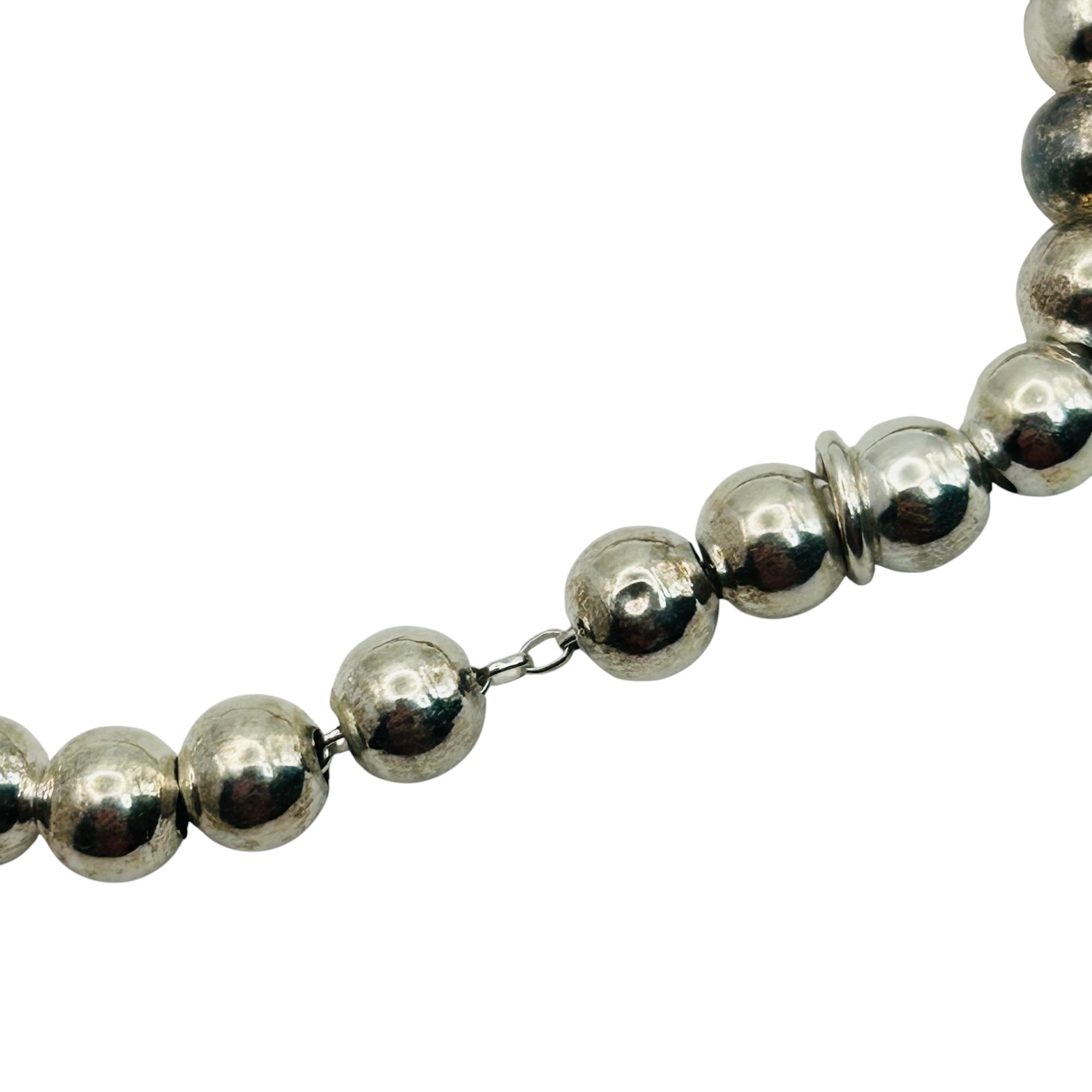 Signed Italy Sterling Cable Chain Bead Bracelet