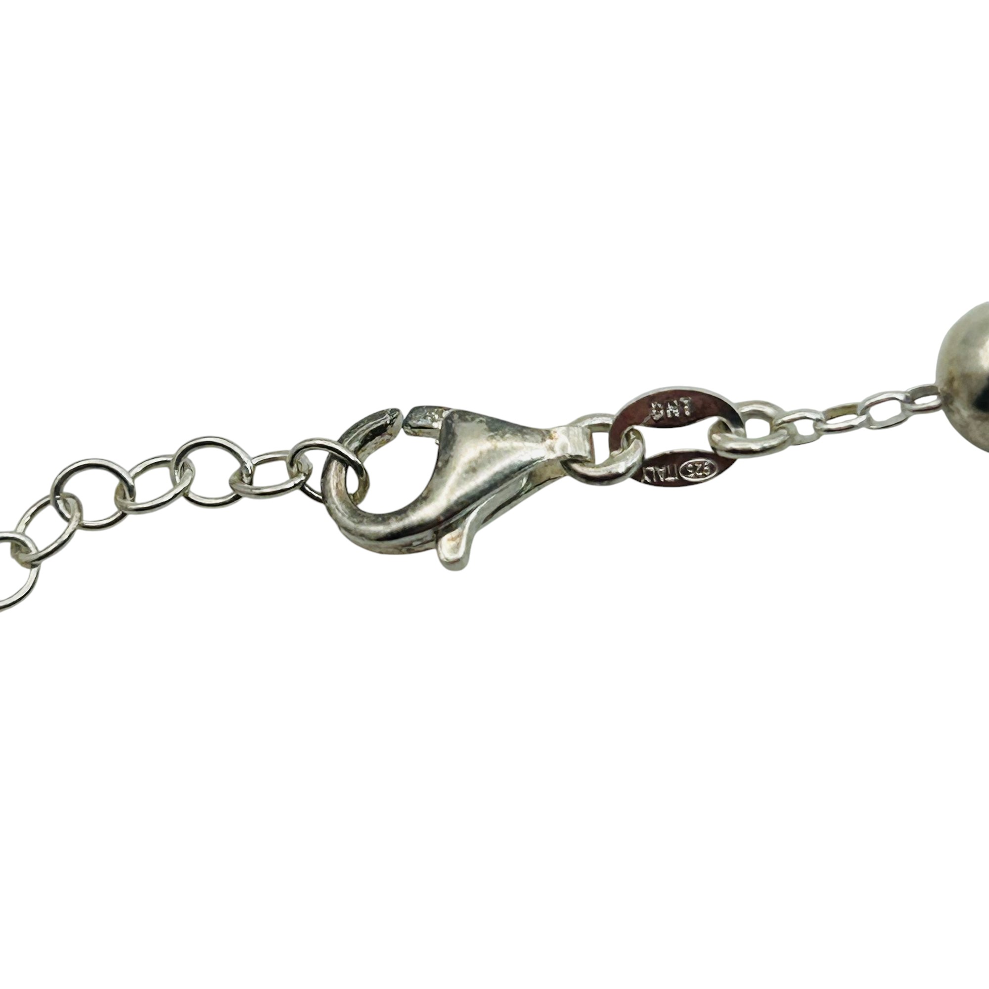 Signed Italy Sterling Cable Chain Bead Bracelet