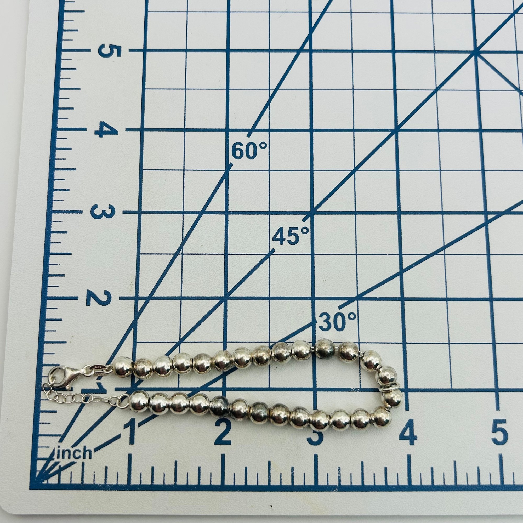 Signed Italy Sterling Cable Chain Bead Bracelet