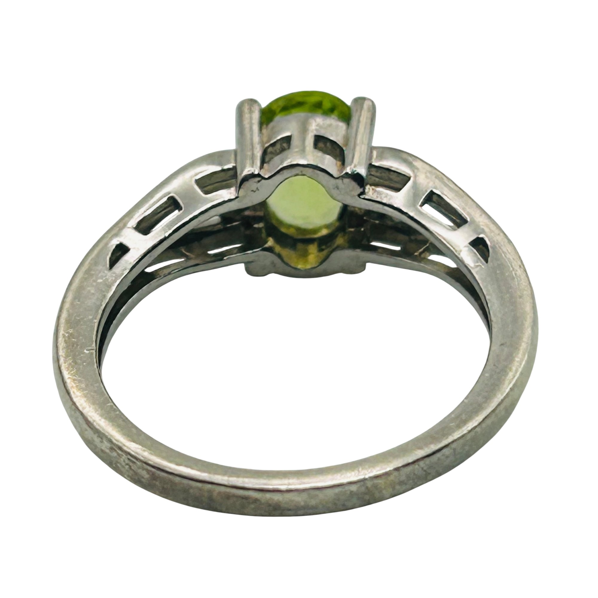 Signed Sterling Peridot Oval Ring Sz 7