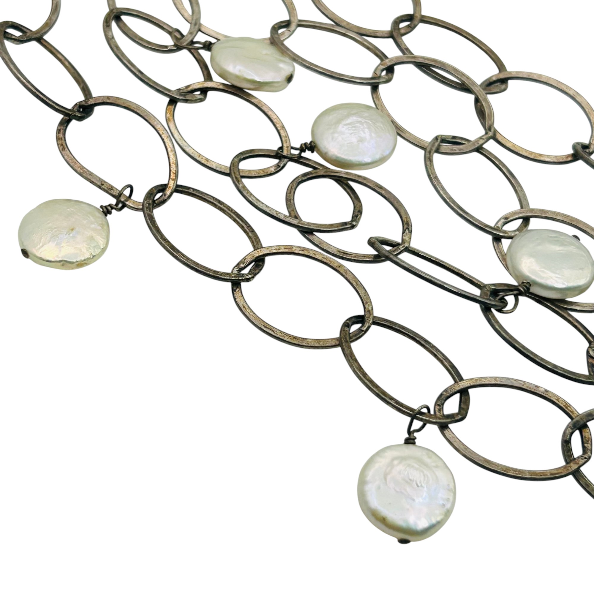 Sterling Pearl Toggle Clasp Necklace