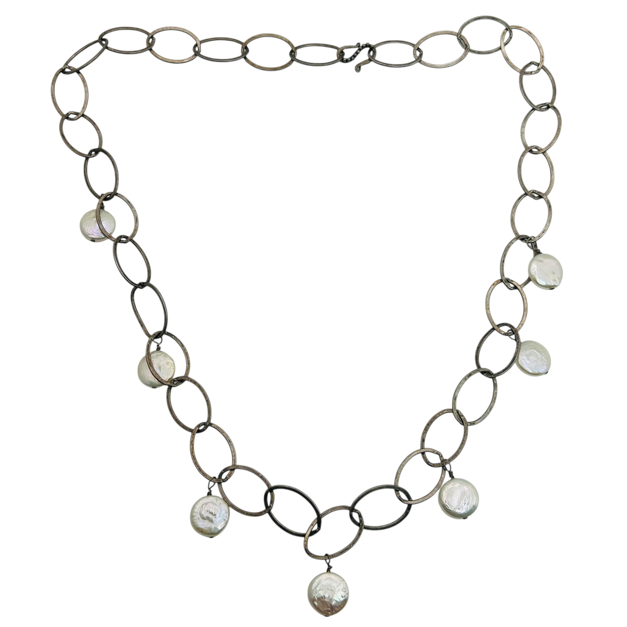 Sterling Pearl Toggle Clasp Necklace