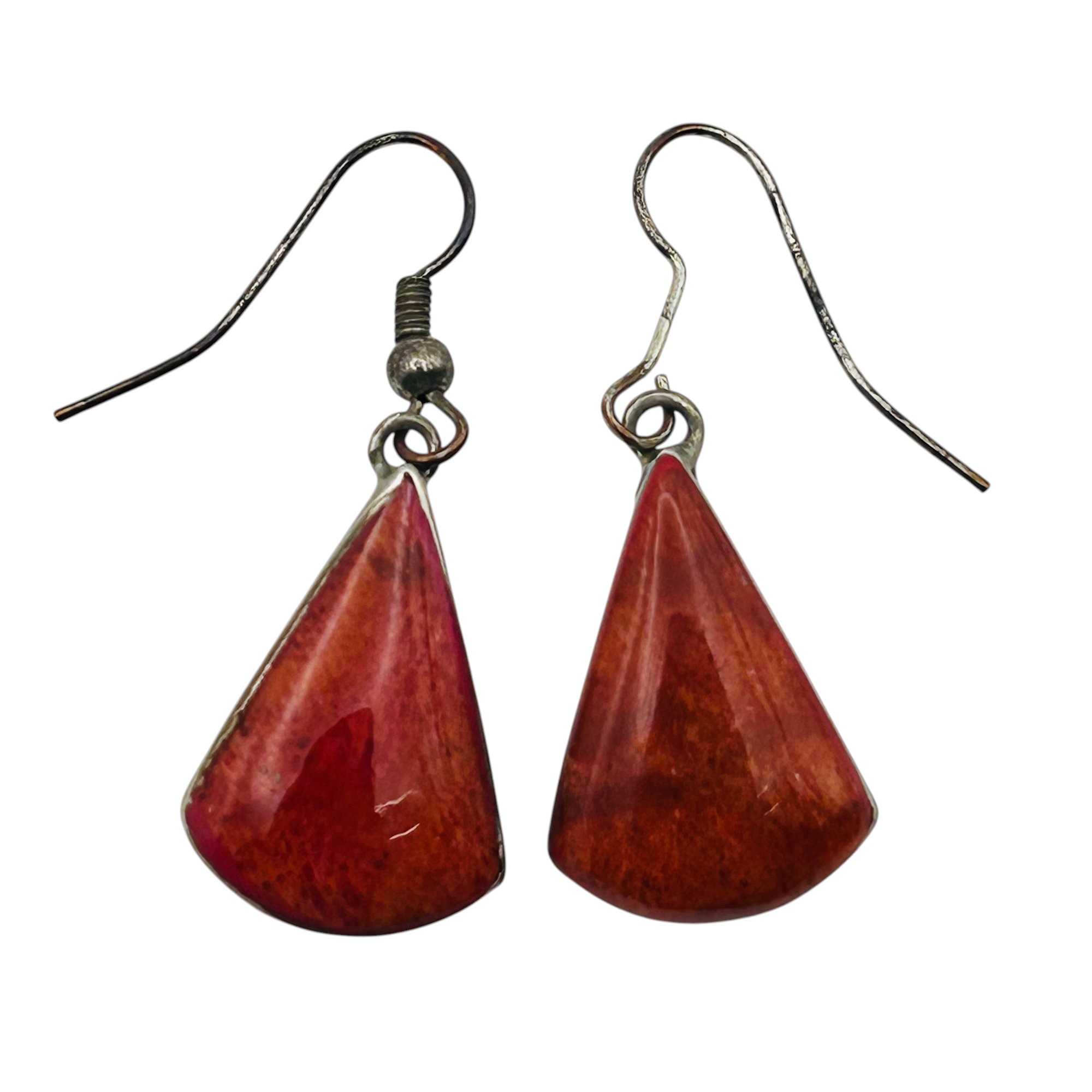 Sterling Coral Tear Drop Earrings