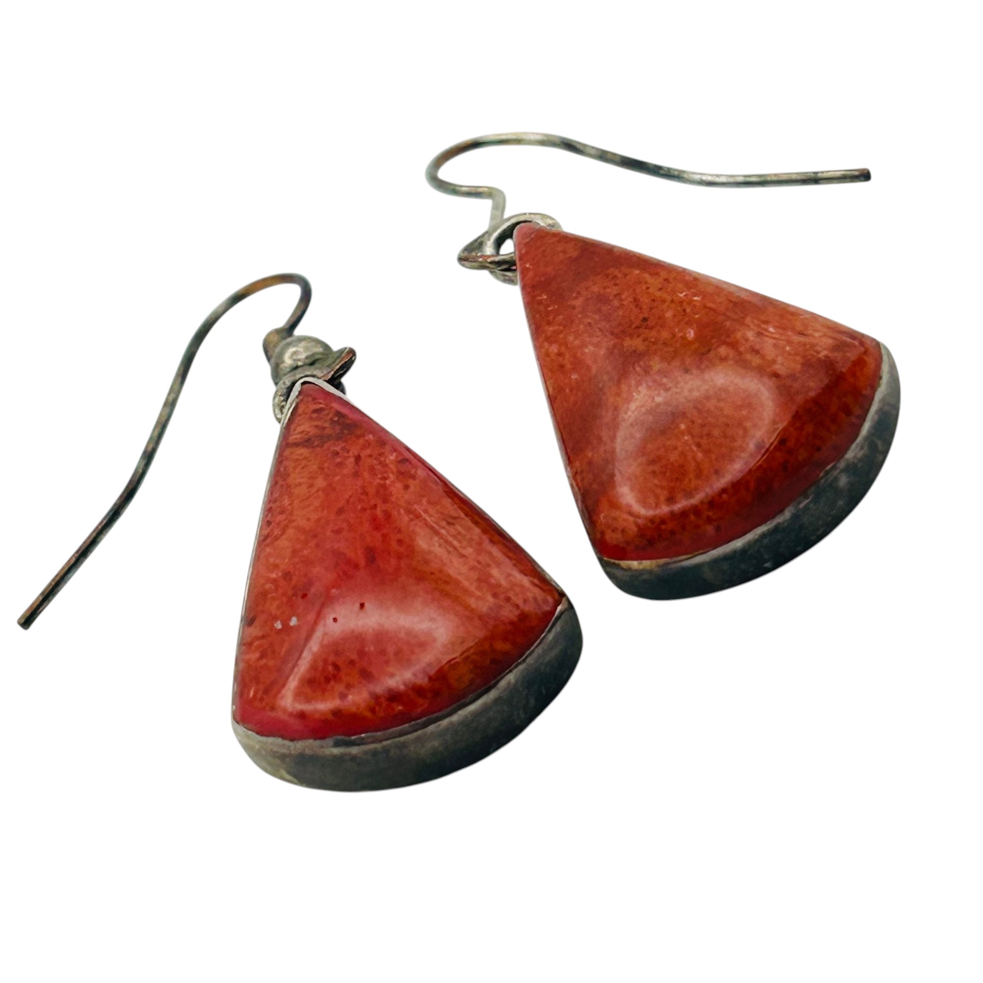 Sterling Coral Tear Drop Earrings