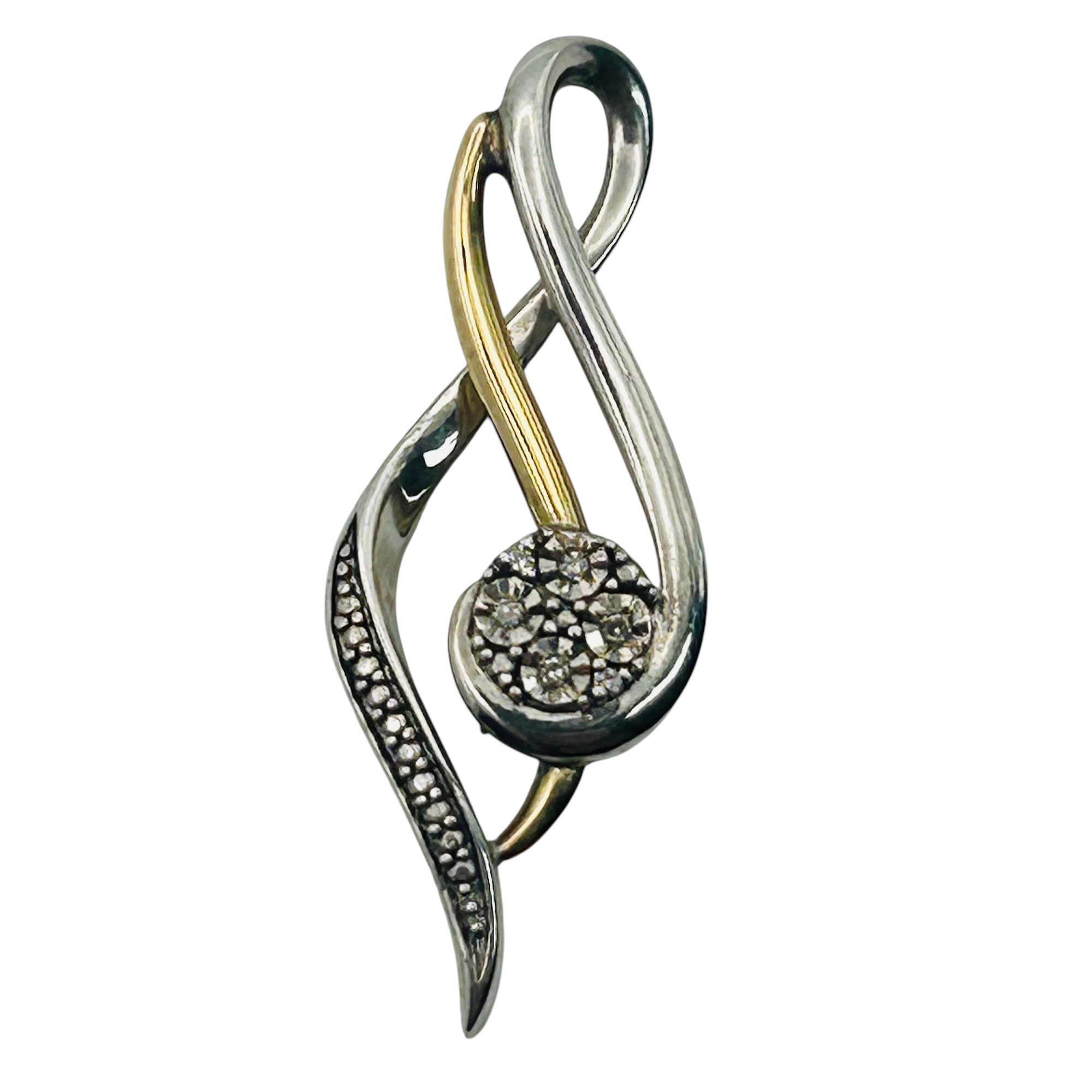 Sterling 10k Diamond Music Note Pendant