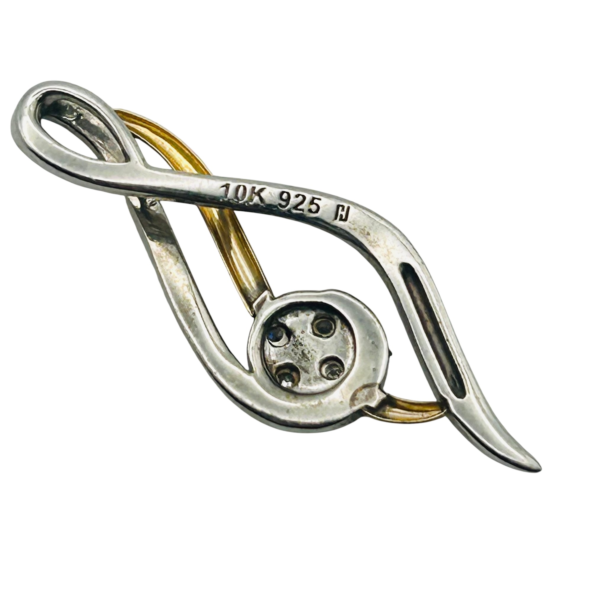 Sterling 10k Diamond Music Note Pendant