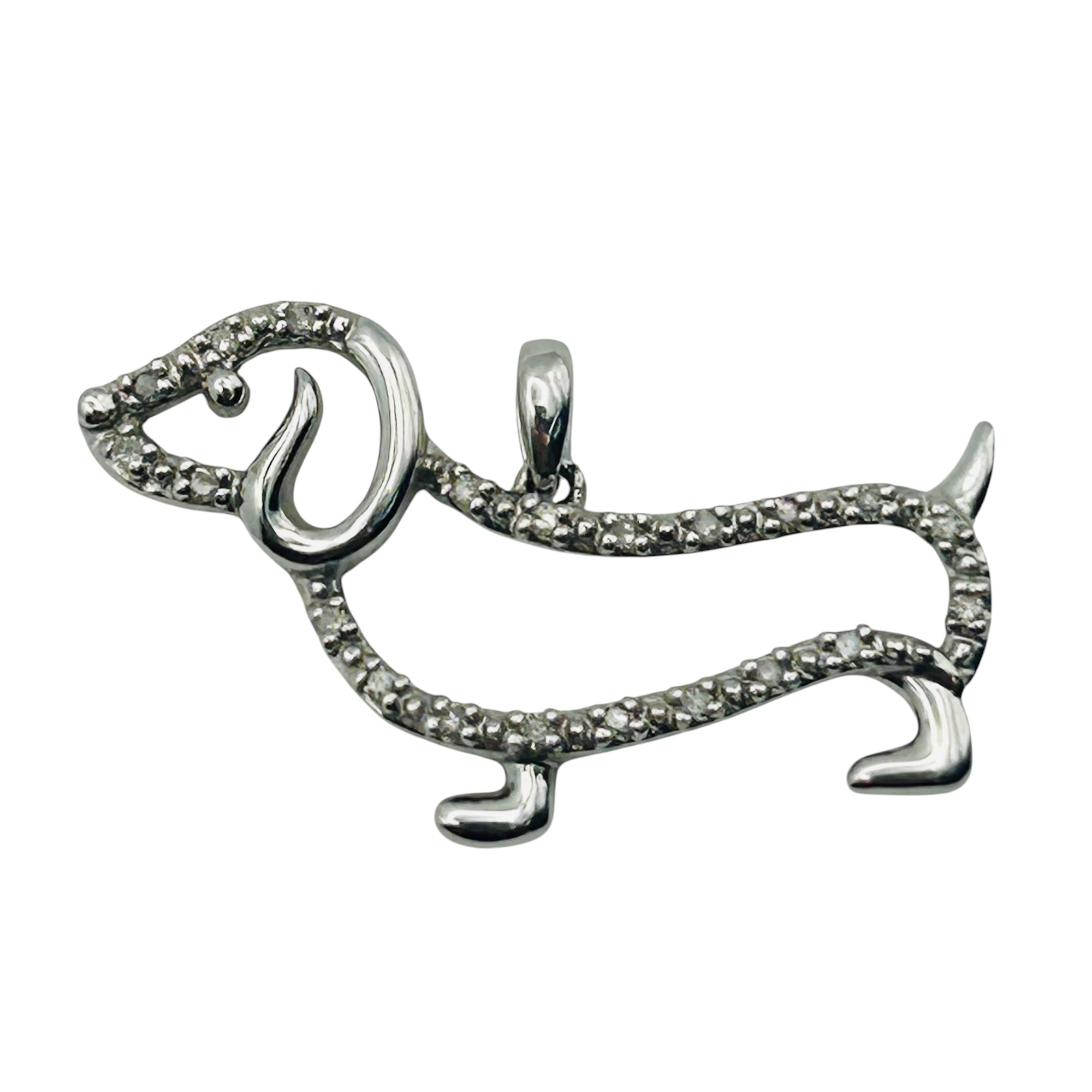 Signed 18k Sapphire Dog Pendant