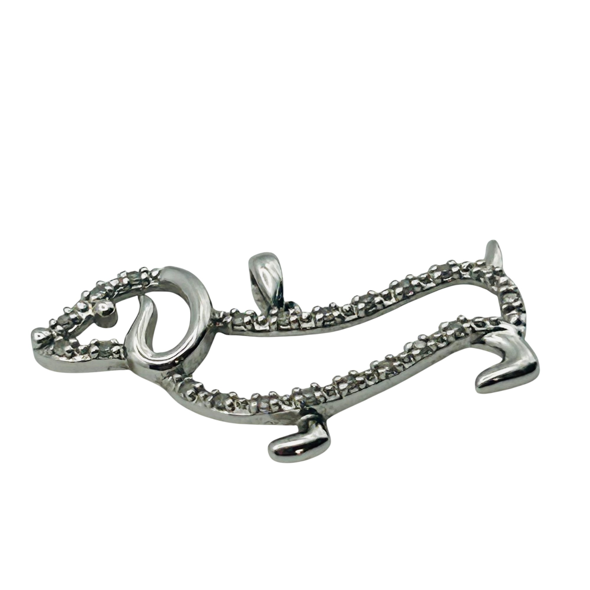 Signed 18k Sapphire Dog Pendant