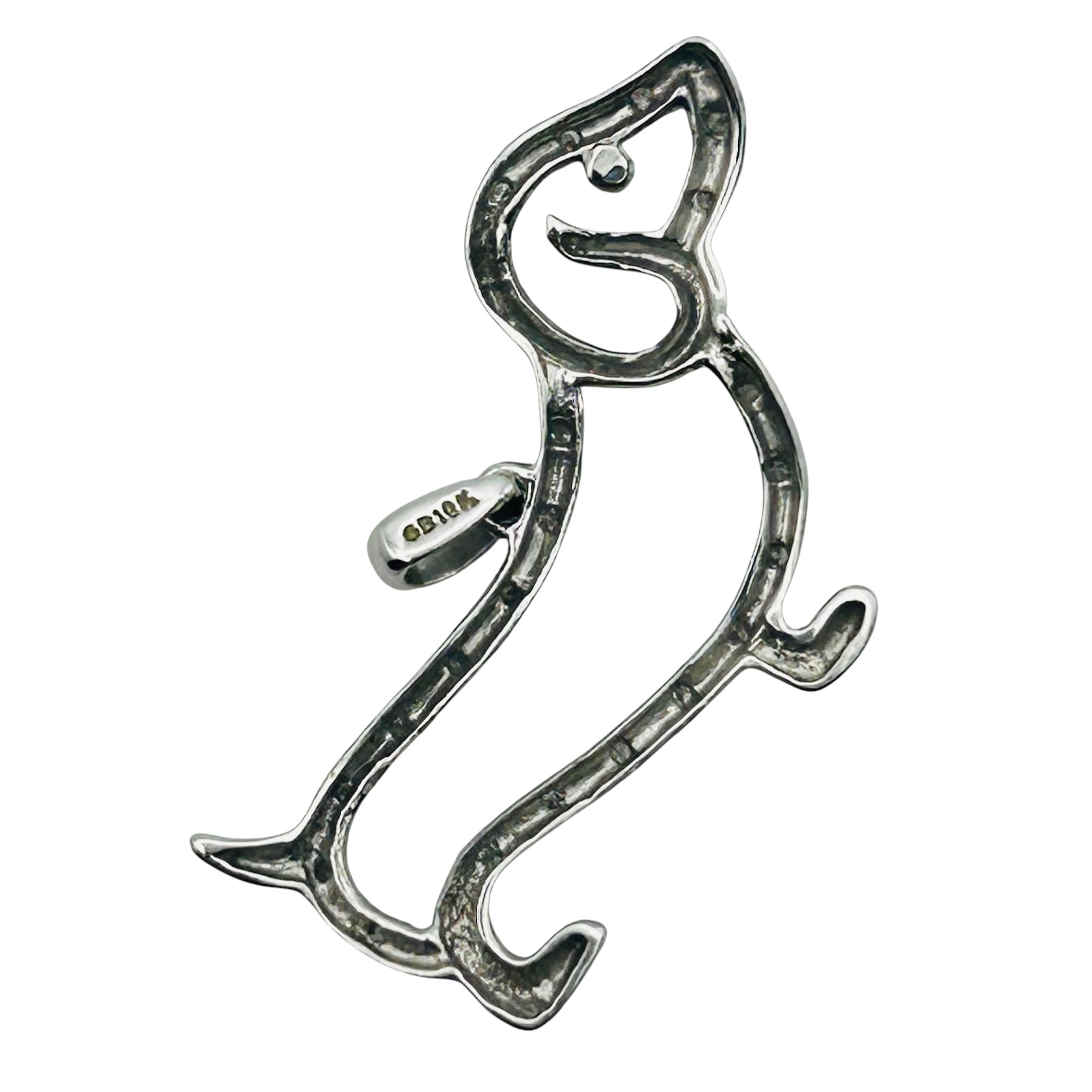 Signed 18k Sapphire Dog Pendant