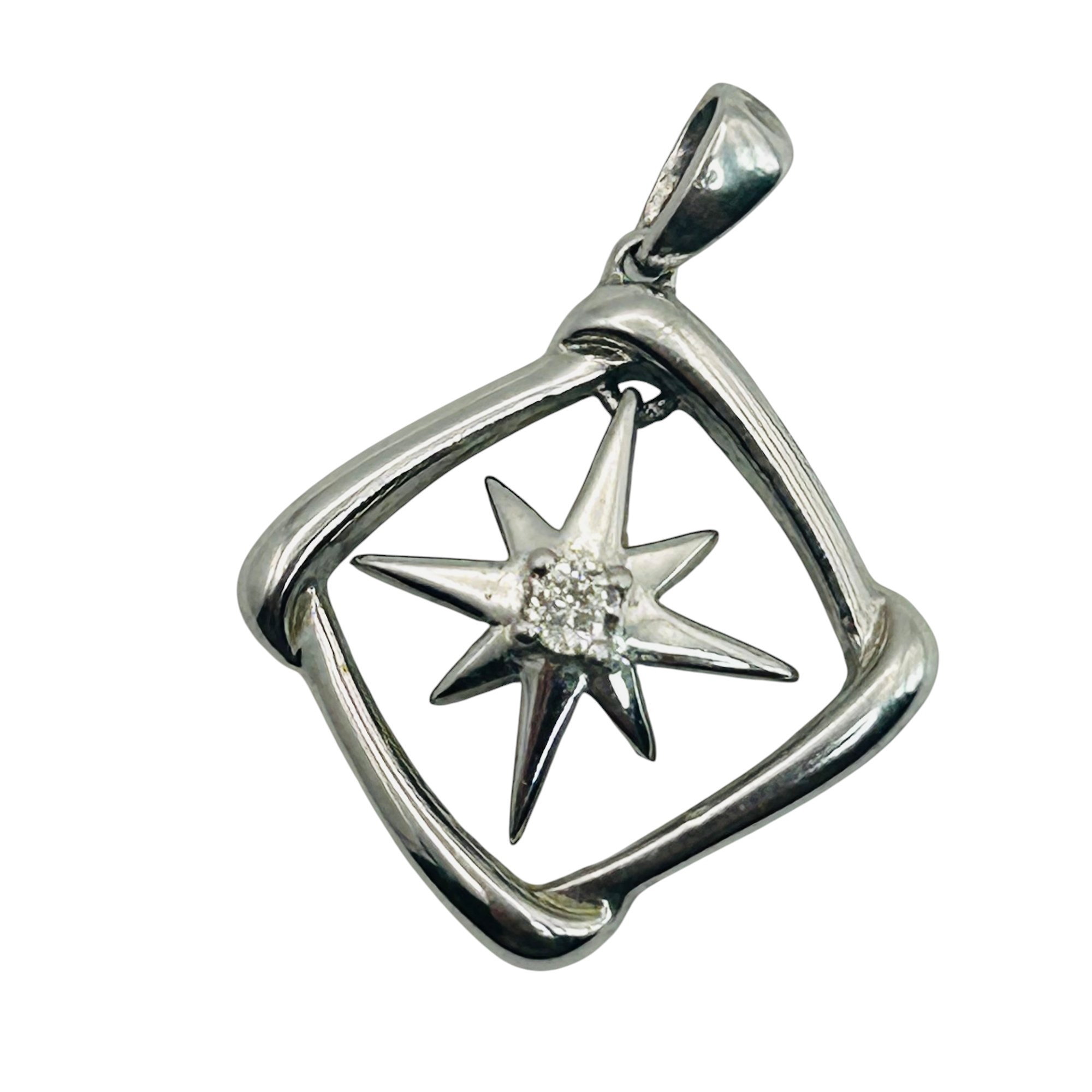 Zei Sitara Collection Sterling Diamond Pendant