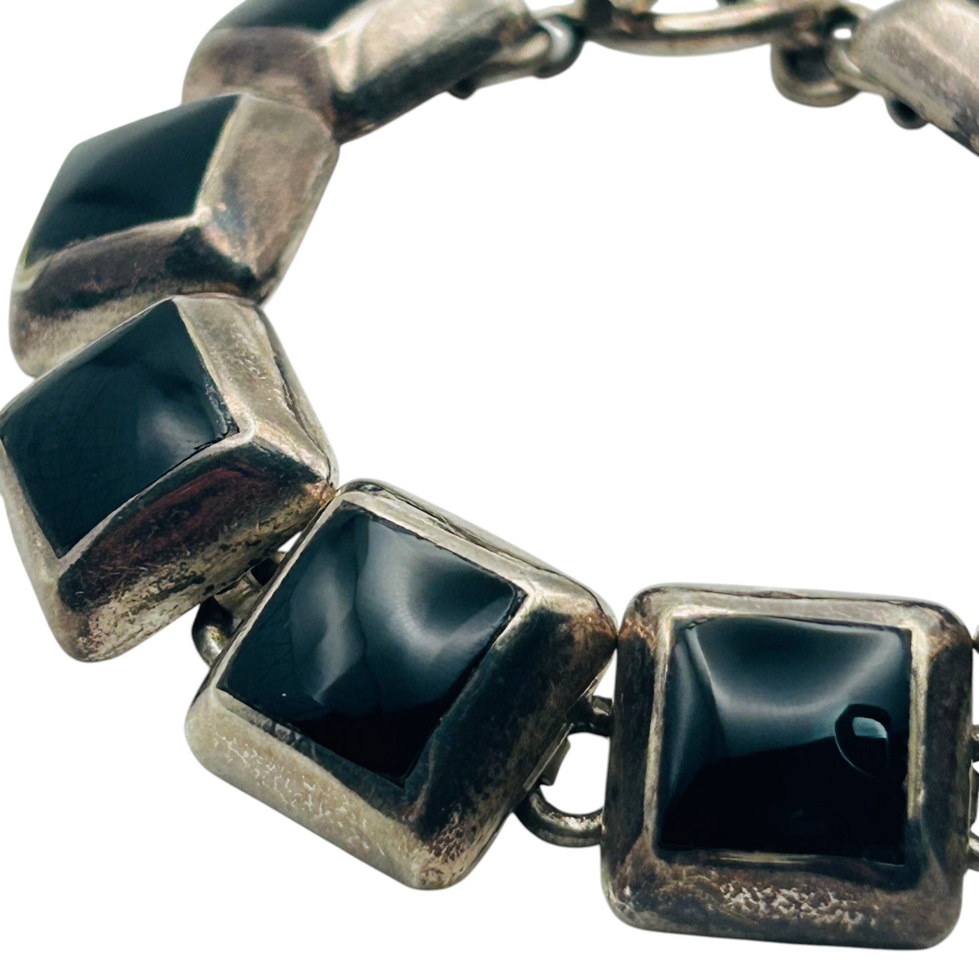 Taxco Mexico Sterling Inlay Toggle Bracelet