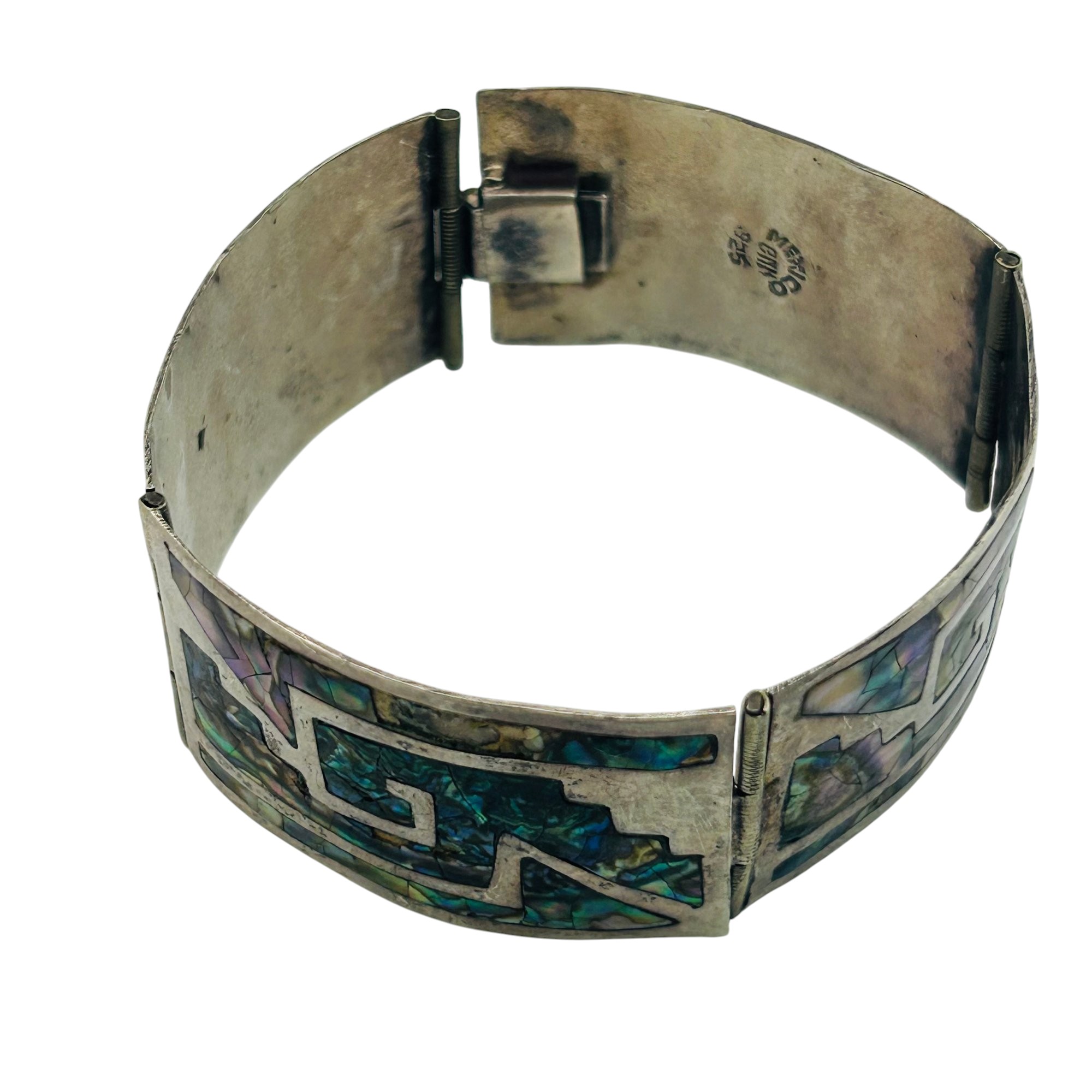 Signed Mexico Sterling Abalone Bracelet