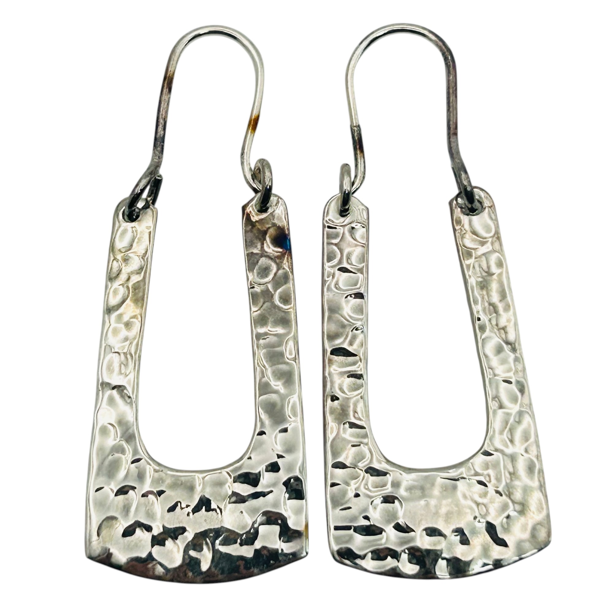 Signed Mexico Sterling Hammered Earrings