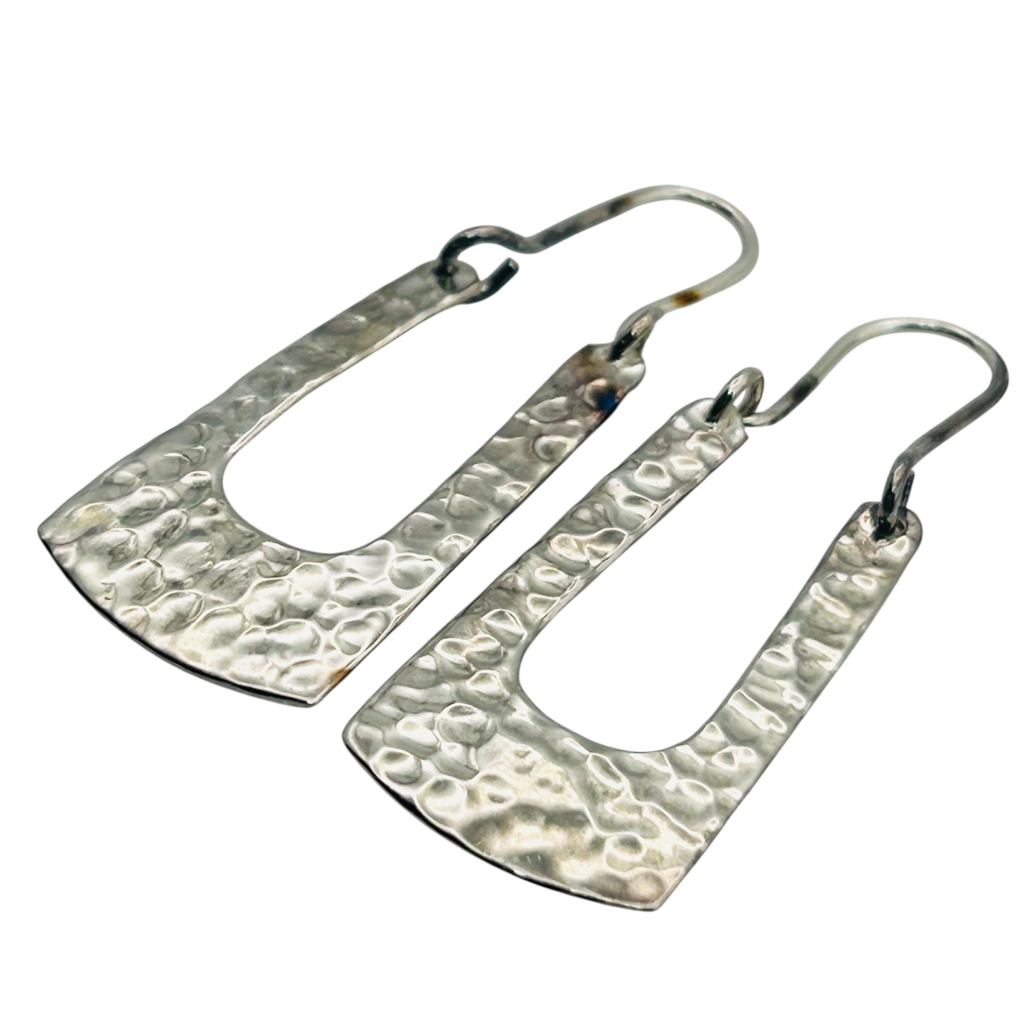 Signed Mexico Sterling Hammered Earrings