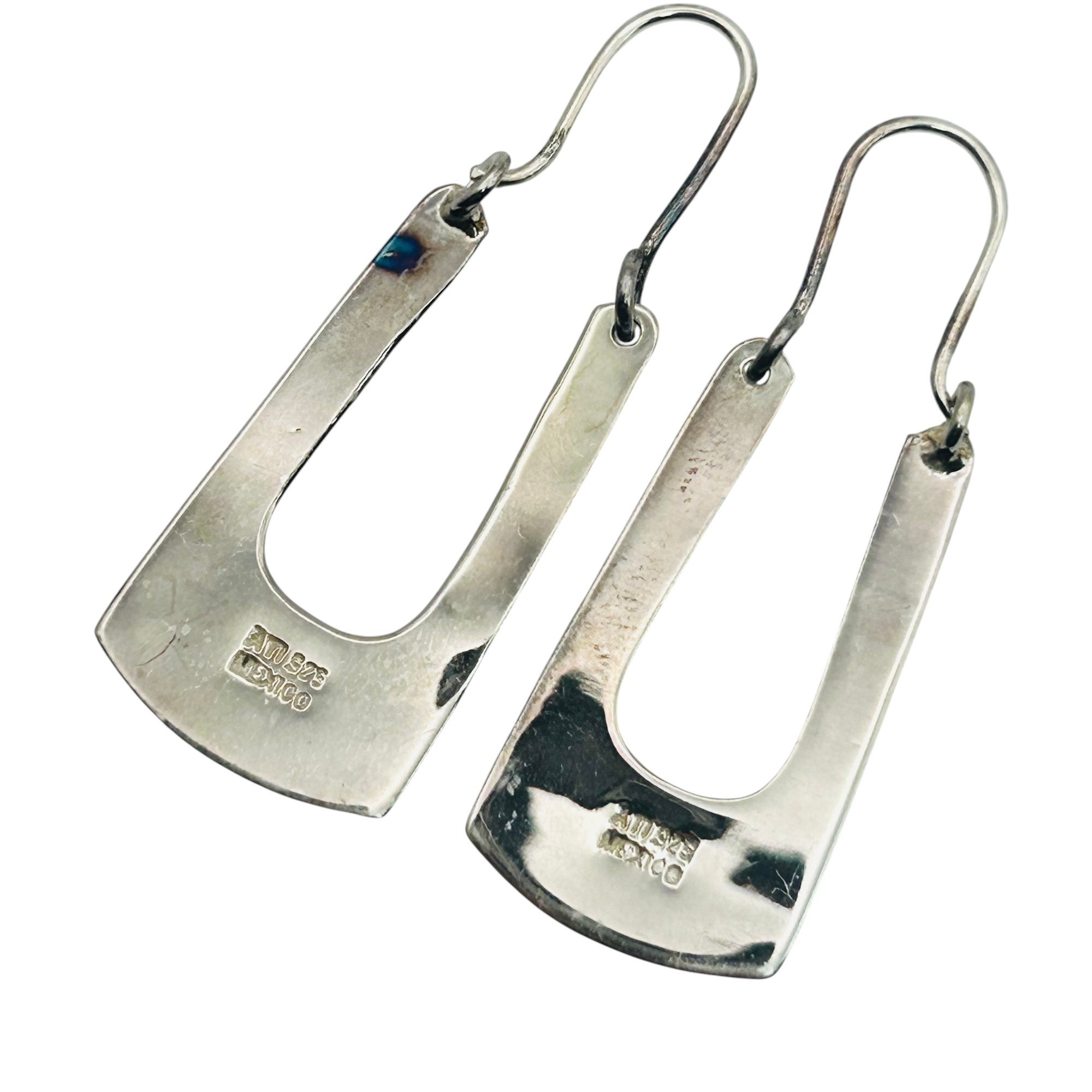 Signed Mexico Sterling Hammered Earrings