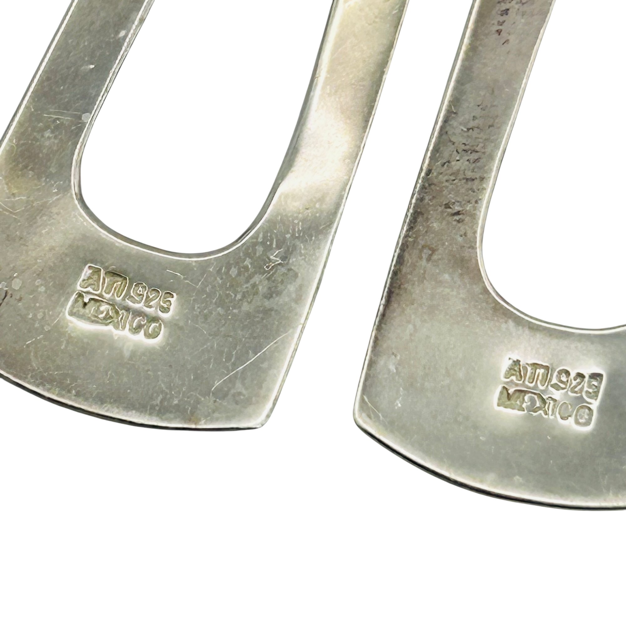 Signed Mexico Sterling Hammered Earrings
