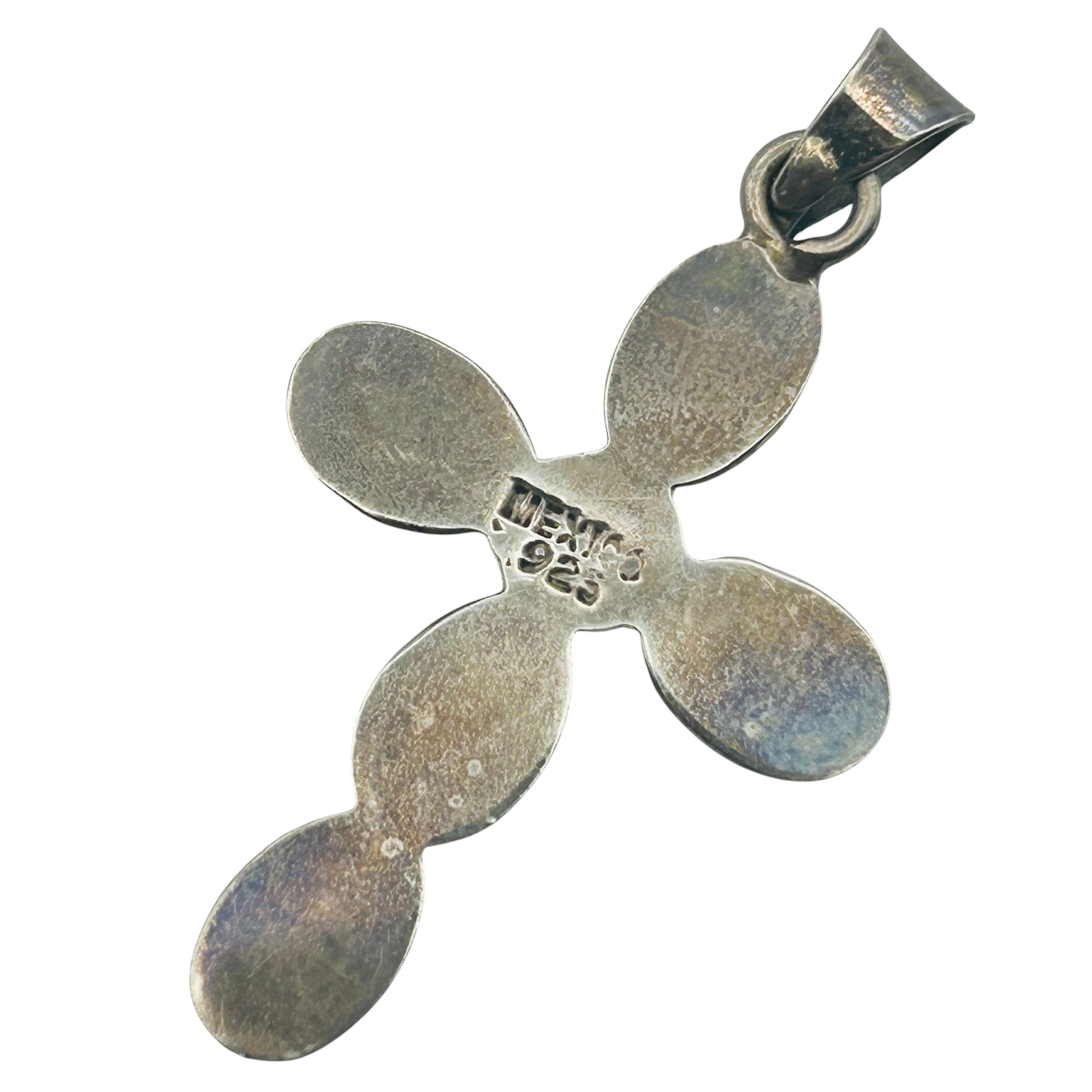 Mexico Sterling Abalone Cross Pendant